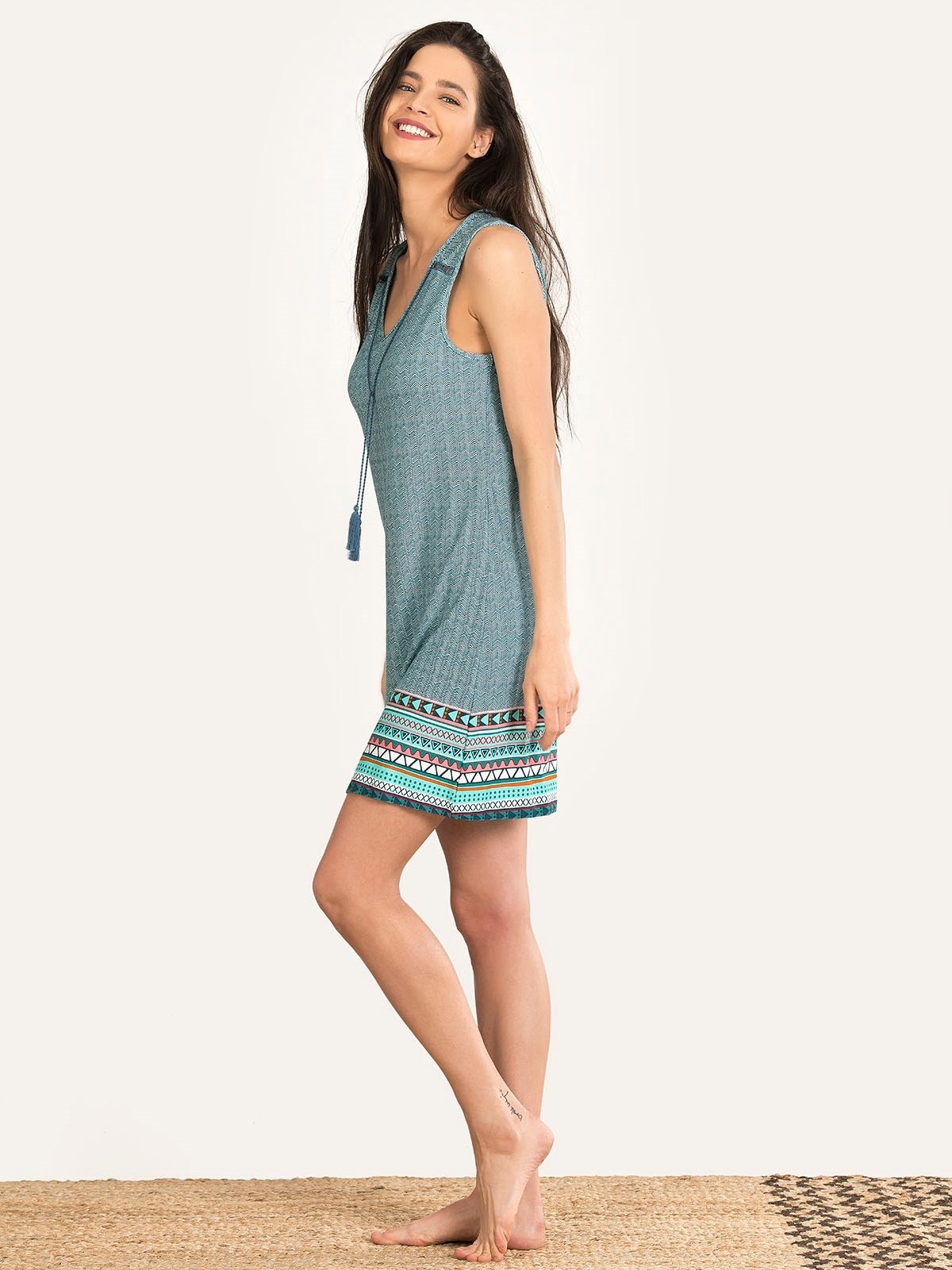 NBB Etnik Desen Viskon Gecelik NBB 67102 - Görsel 2