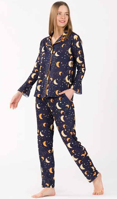 Yeni İnci Desenli Uzun Kollu Pijama Takımı Yeni İnci 1744
