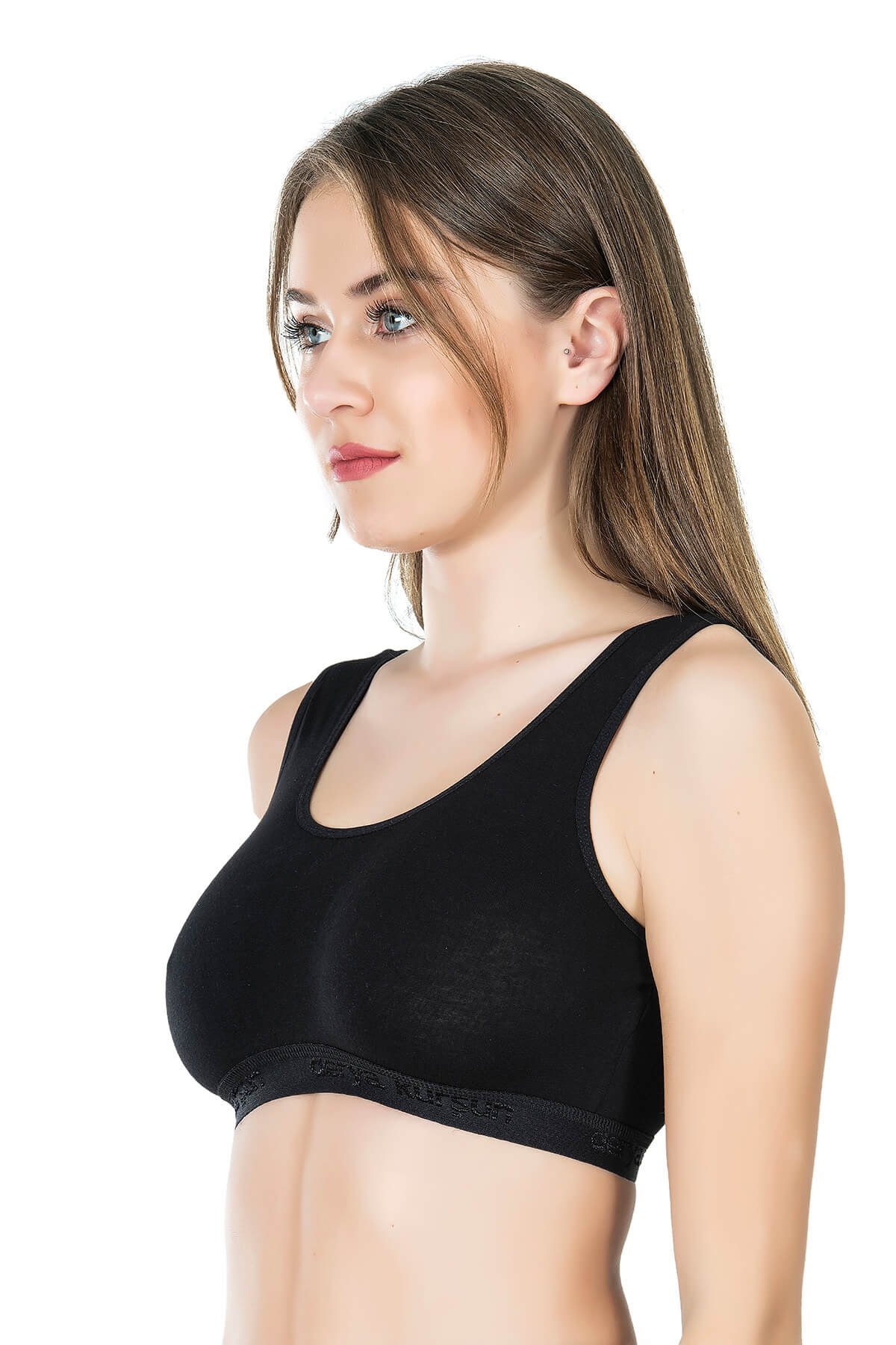 Hafif Kompresyon Geniş Askılı Sporcu Sütyen Derya Kurşun 524 - Siyah