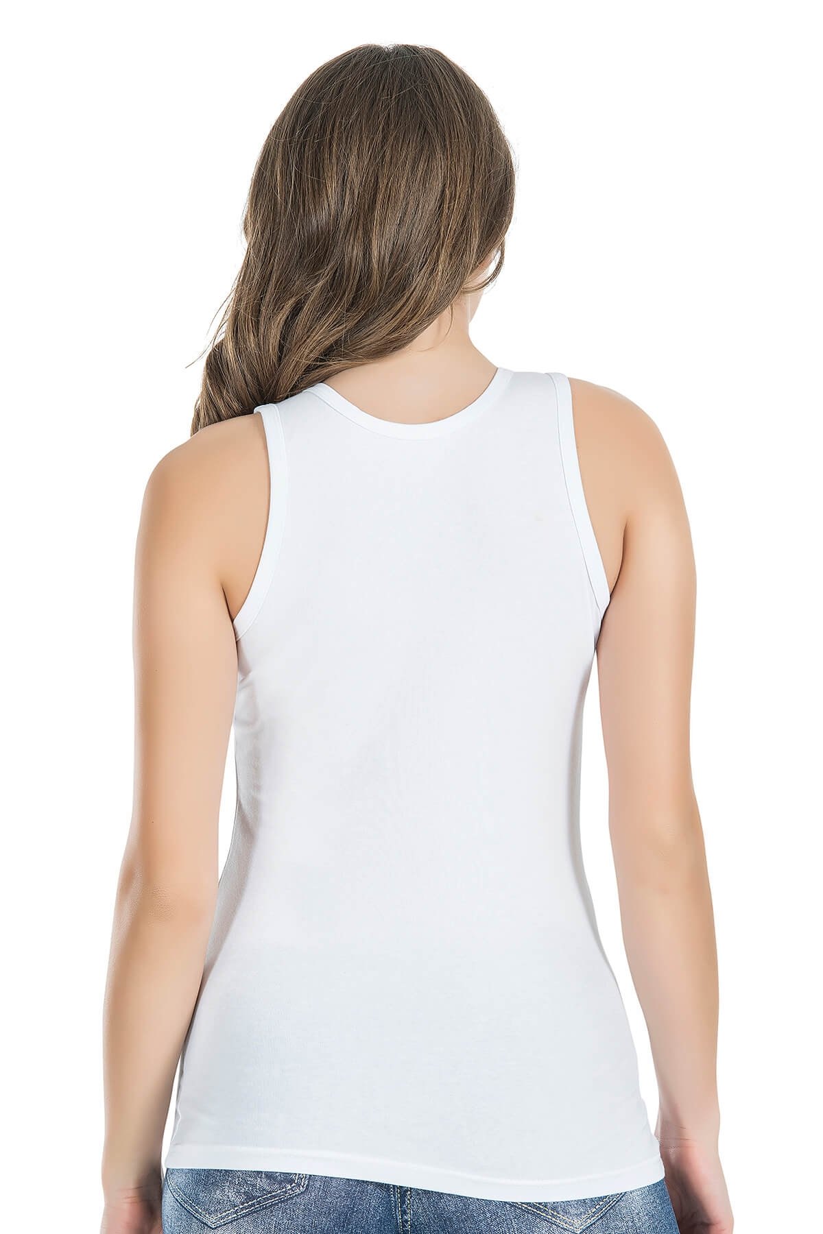 Geniş Askılı Pamuklu Kadın Atlet Derya Kurşun 213 - Beyaz