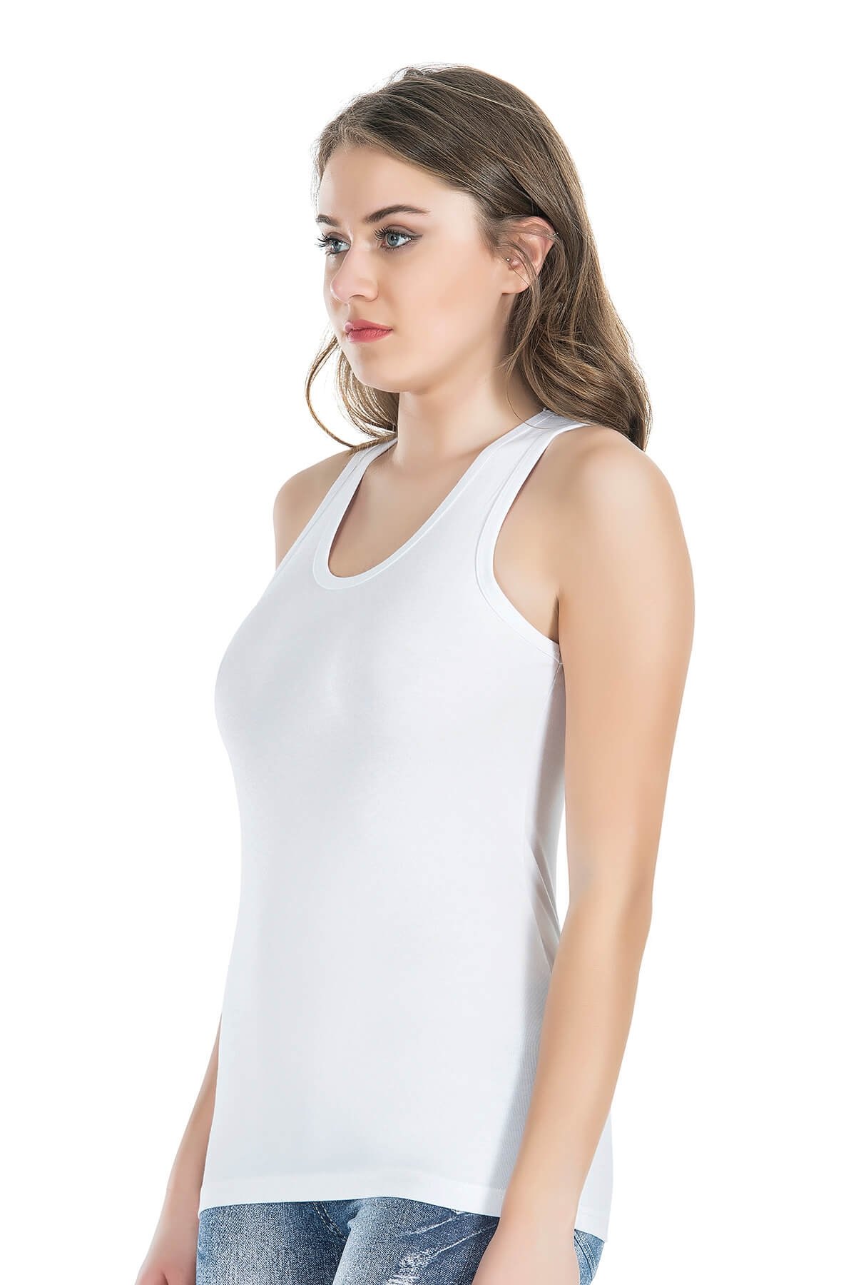 Geniş Askılı Pamuklu Kadın Atlet Derya Kurşun 213 - Beyaz