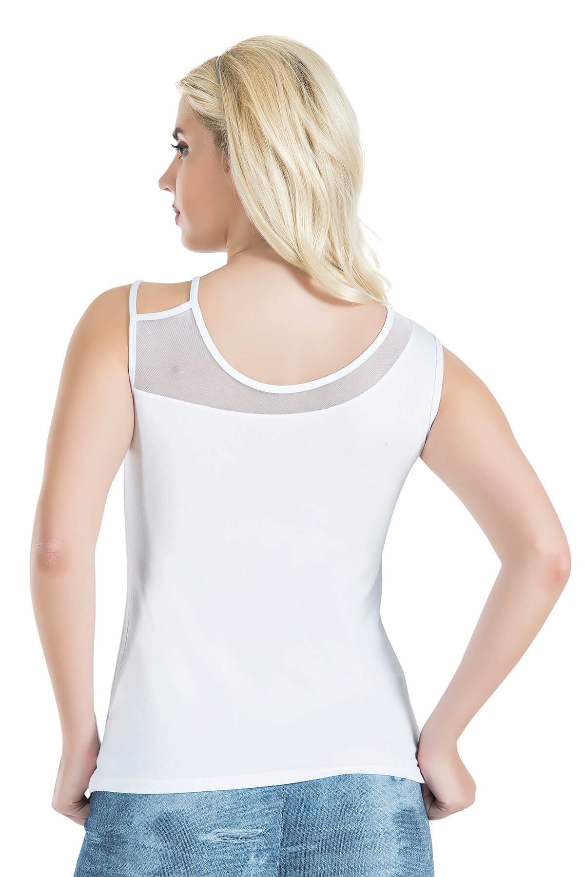 Geniş Askılı Pamuklu Kadın Atlet Derya 180 - Beyaz