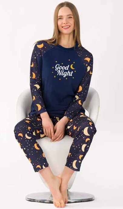 Yeni İnci Çiçek Desenli Pamuklu Uzun Kollu Pijama Takımı Yeni İnci 1746