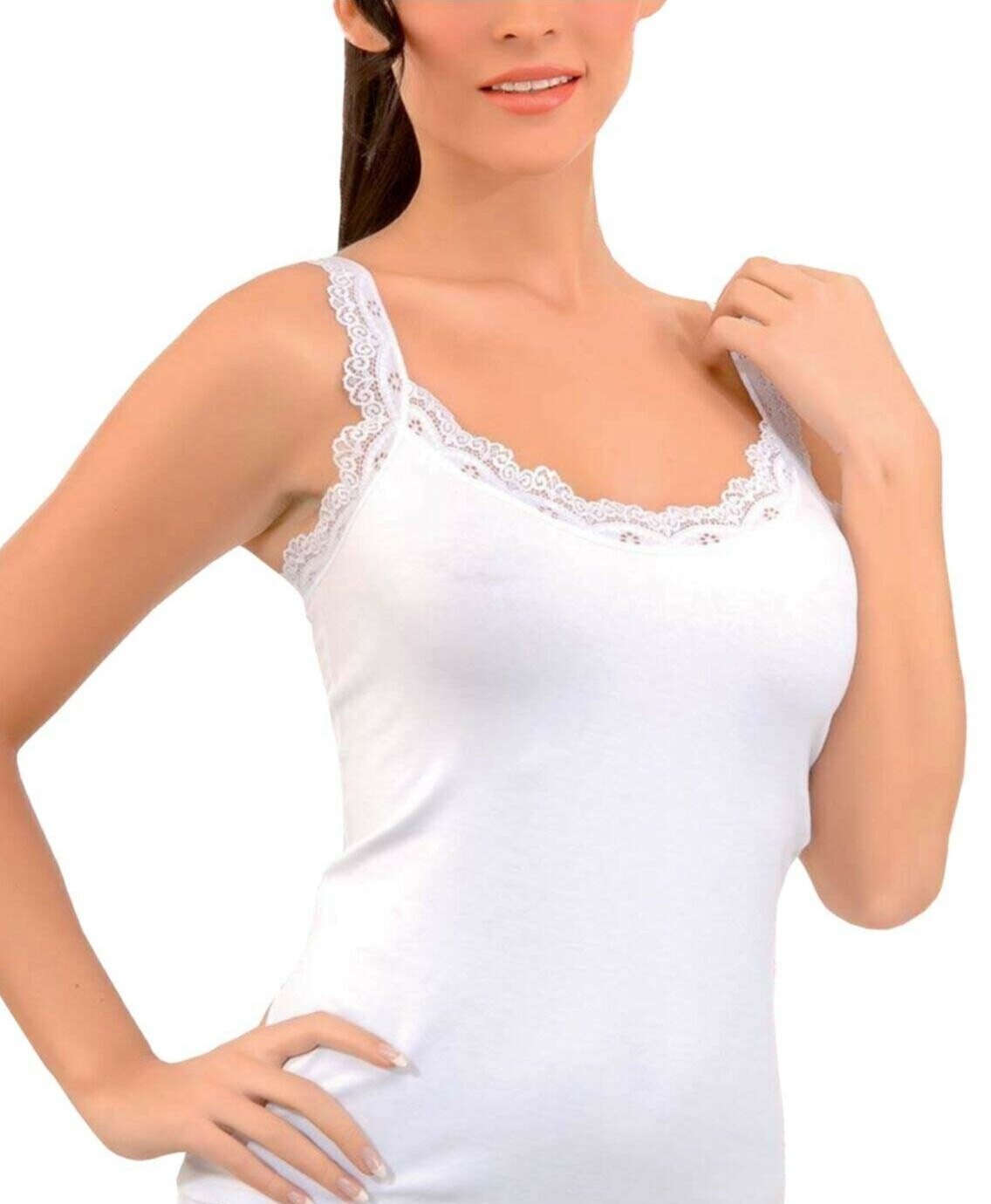 Dantelli Pamuklu Uzun Atlet İMER 1236 - Beyaz