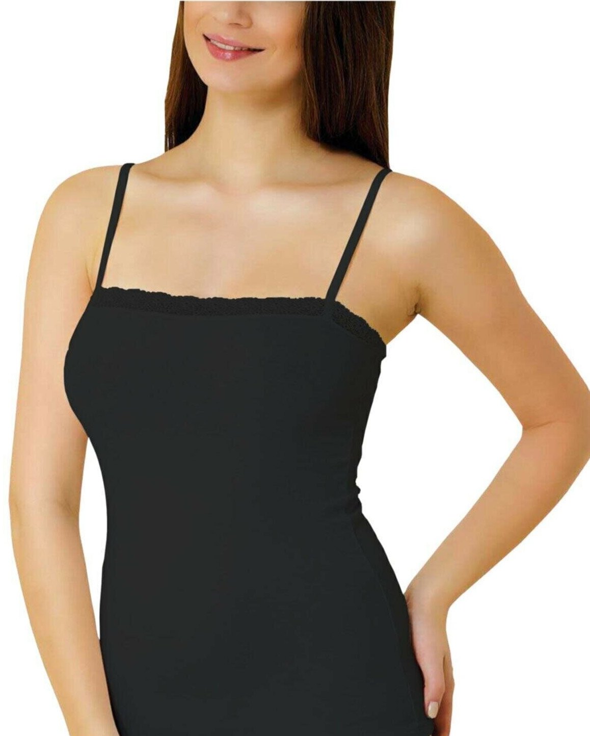 Modal İnce Askılı Straplez Atlet İMER 1247 - Siyah