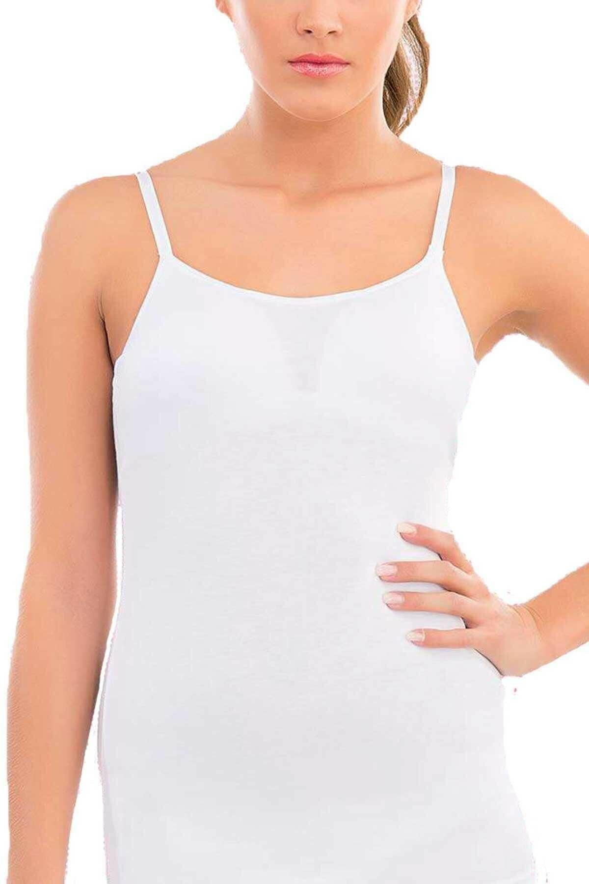 Yüksek Pamuk Oranı Dikişsiz Atlet İMER 1259 - Beyaz