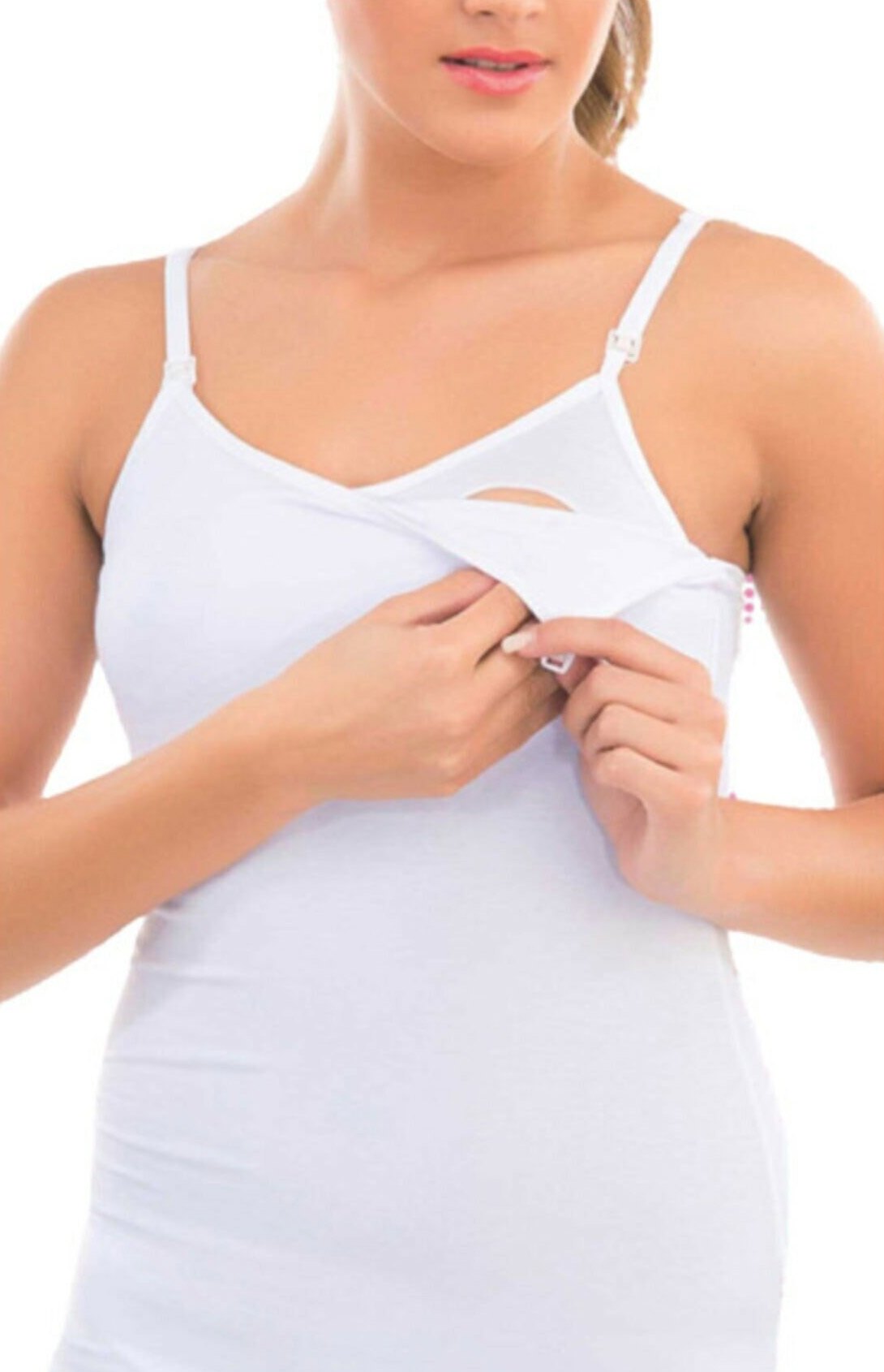 Modal Pamuklu Çift Katman Emzirme Atleti İMER 1268 - Beyaz