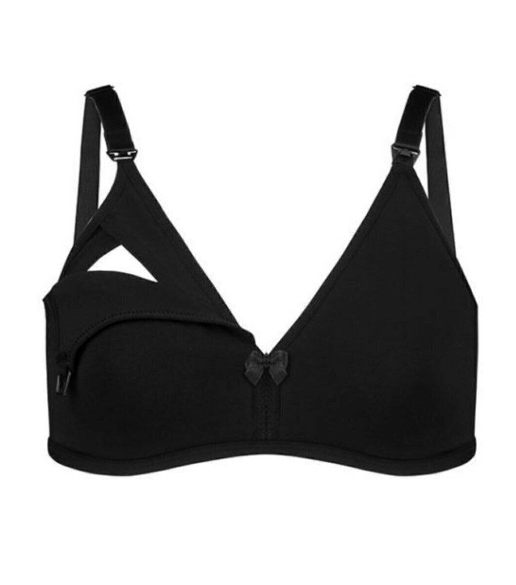 Pamuklu Astarlı Tek Elle Açılan Emzirme Sütyeni İMER 2236 - Siyah