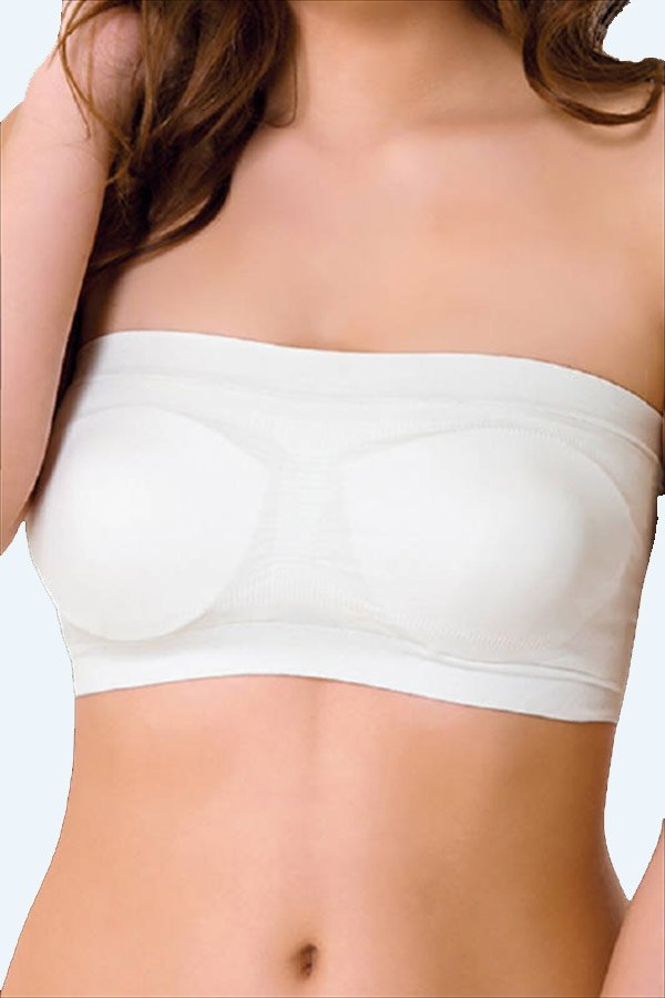 Geniş Silikon Bantlı Straplez Büstiyer İMER 2248 - Beyaz