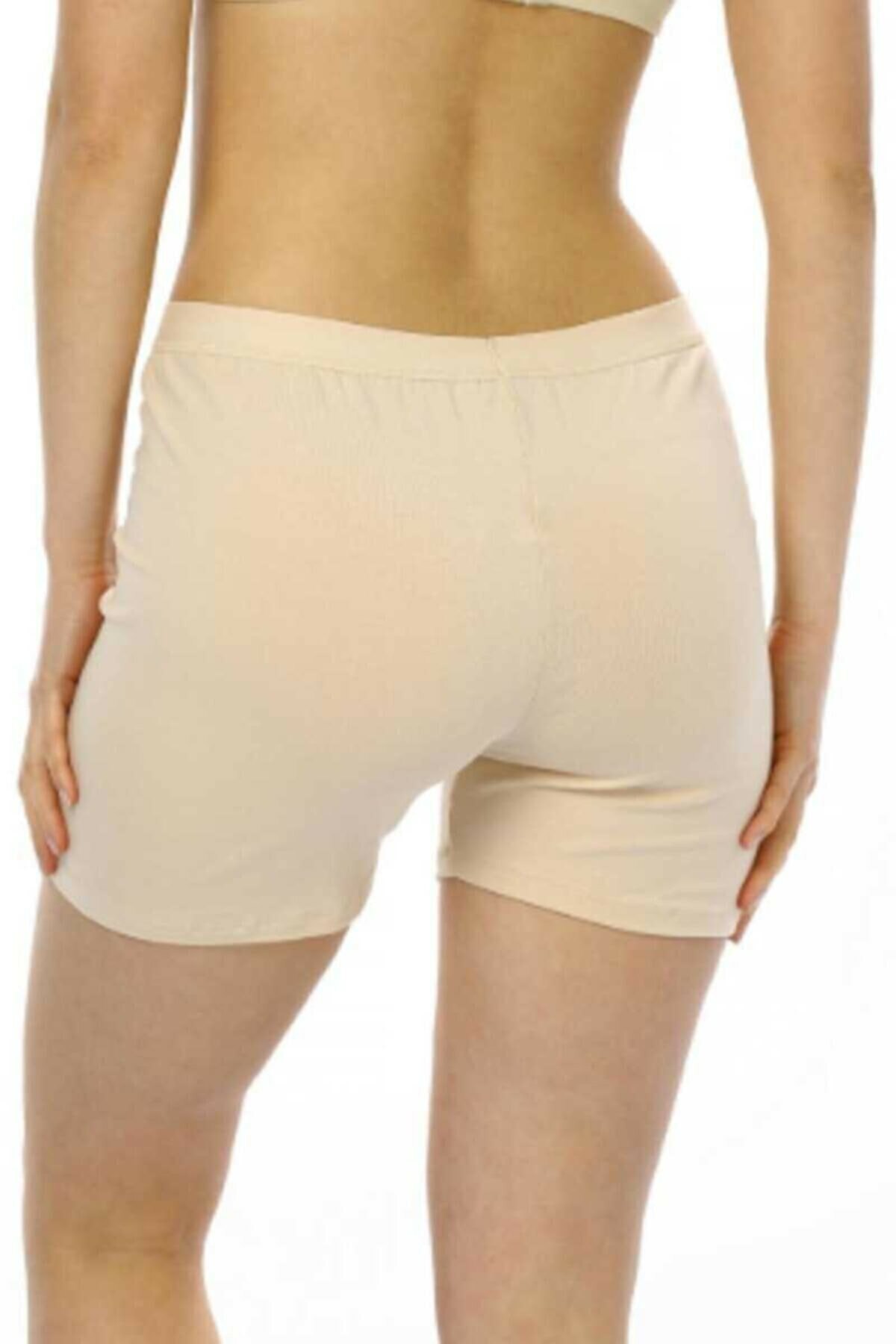 Yüksek Bel Pamuk Modal Likralı Kısa Tayt İMER 4336 - Ten