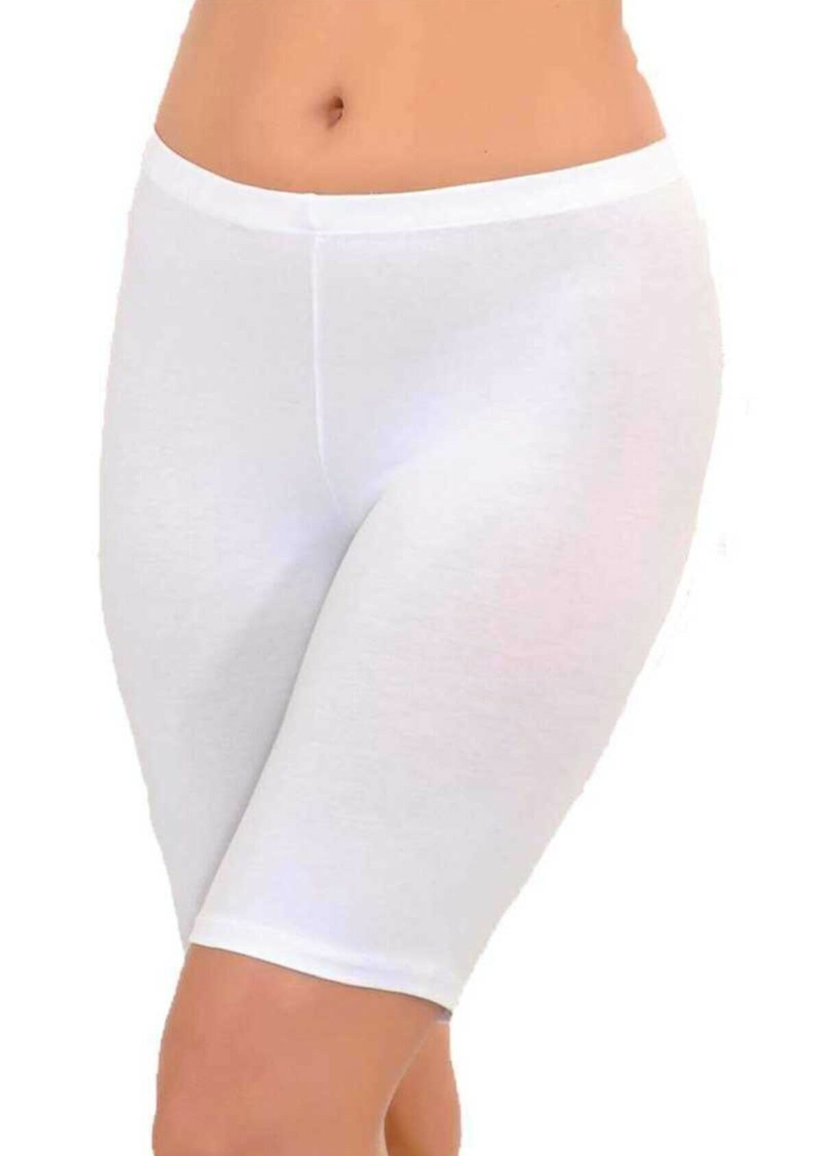 Yüksek Bel Esnek Modal Kısa Tayt İMER 4337 - Beyaz