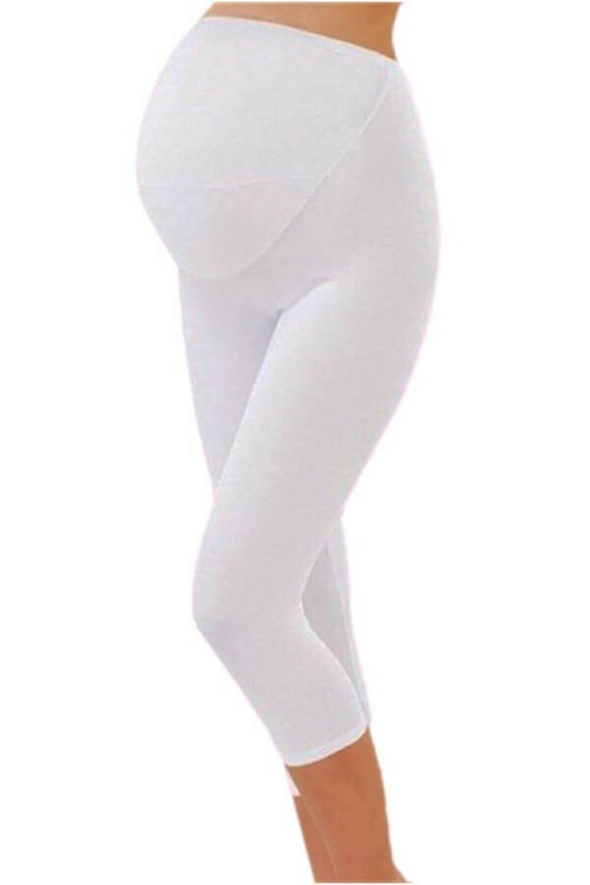 Geniş Karın Paneli Esnek Hamile Tayt İMER 4340 - Beyaz