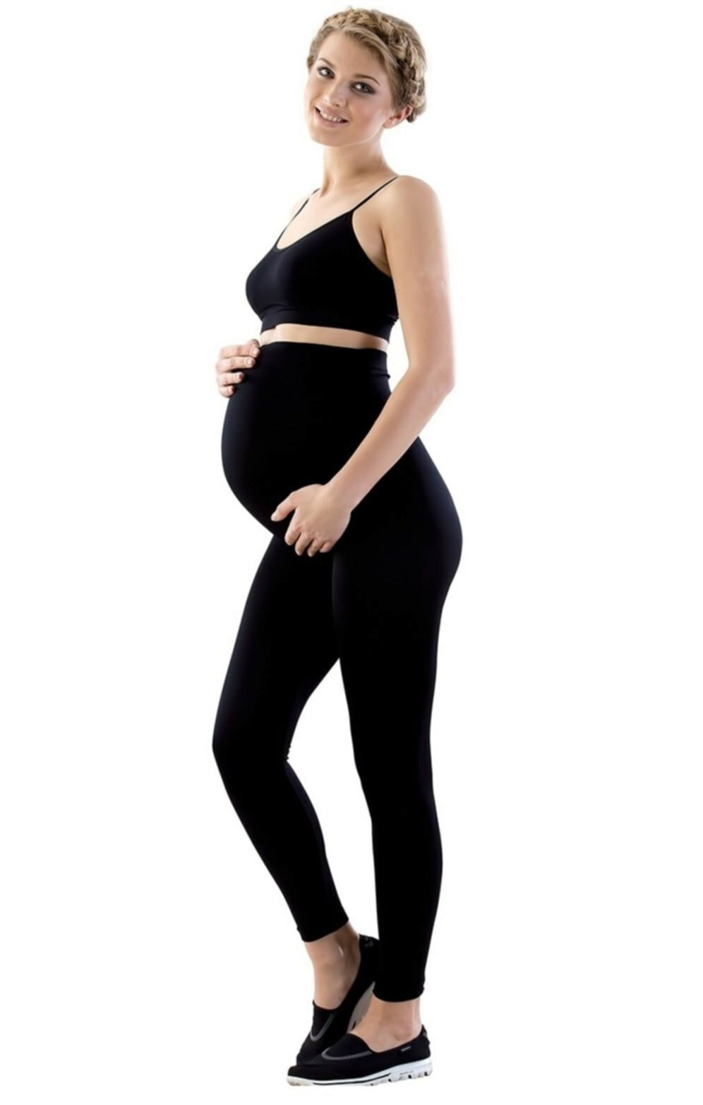 Geniş Karın Paneli Dikişsiz Hamile Tayt İMER 4341 - Siyah