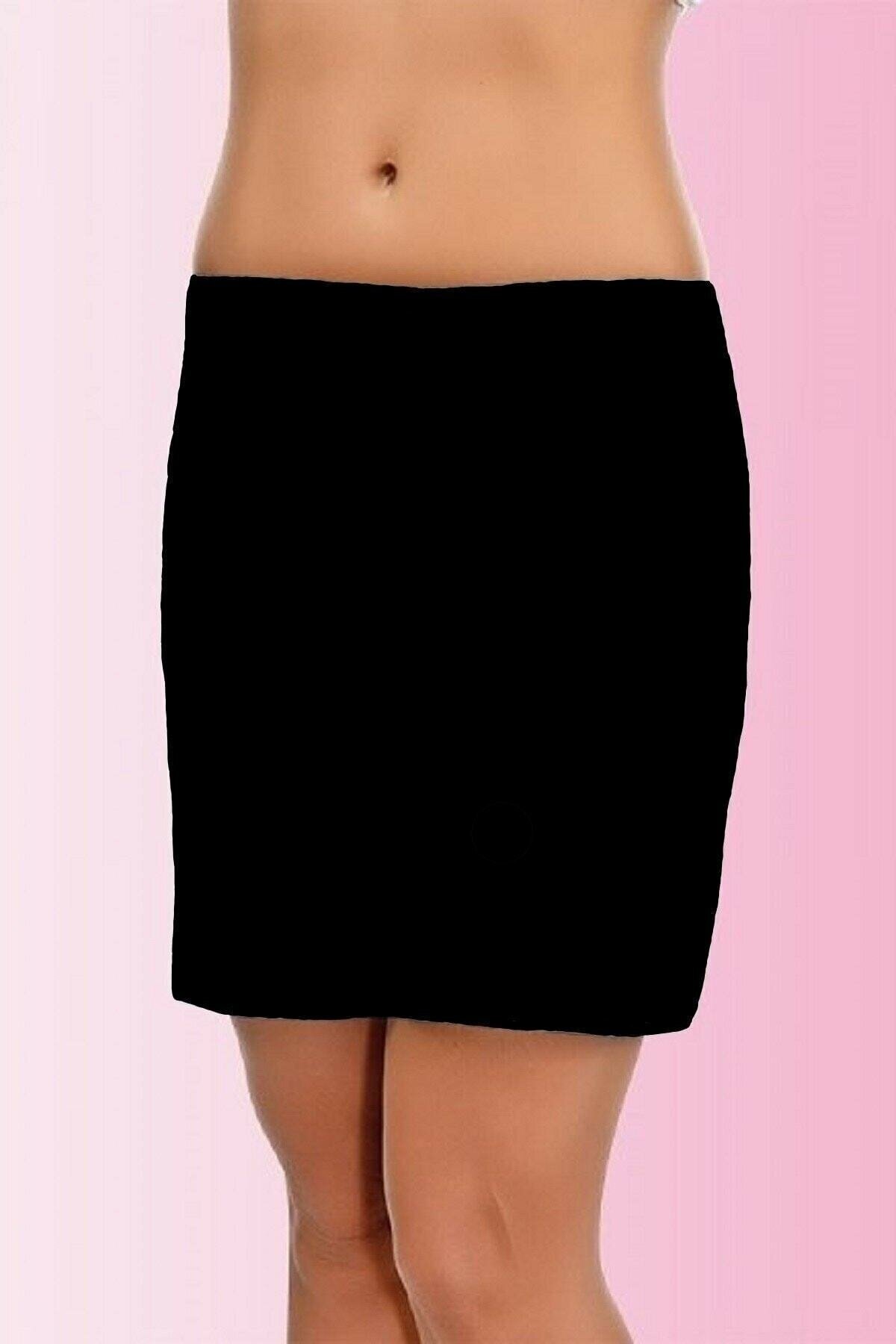 Modal Kaygan Kısa Jüpon İMER 5002 - Siyah