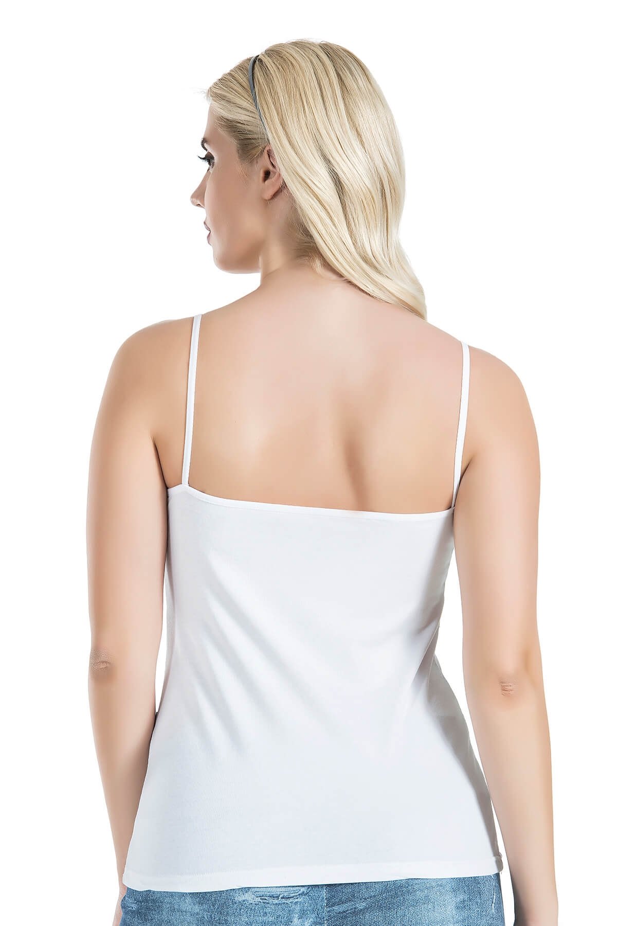 Nefes Alan Pamuklu İnce Askılı Kadın Atlet Derya 258 - Beyaz