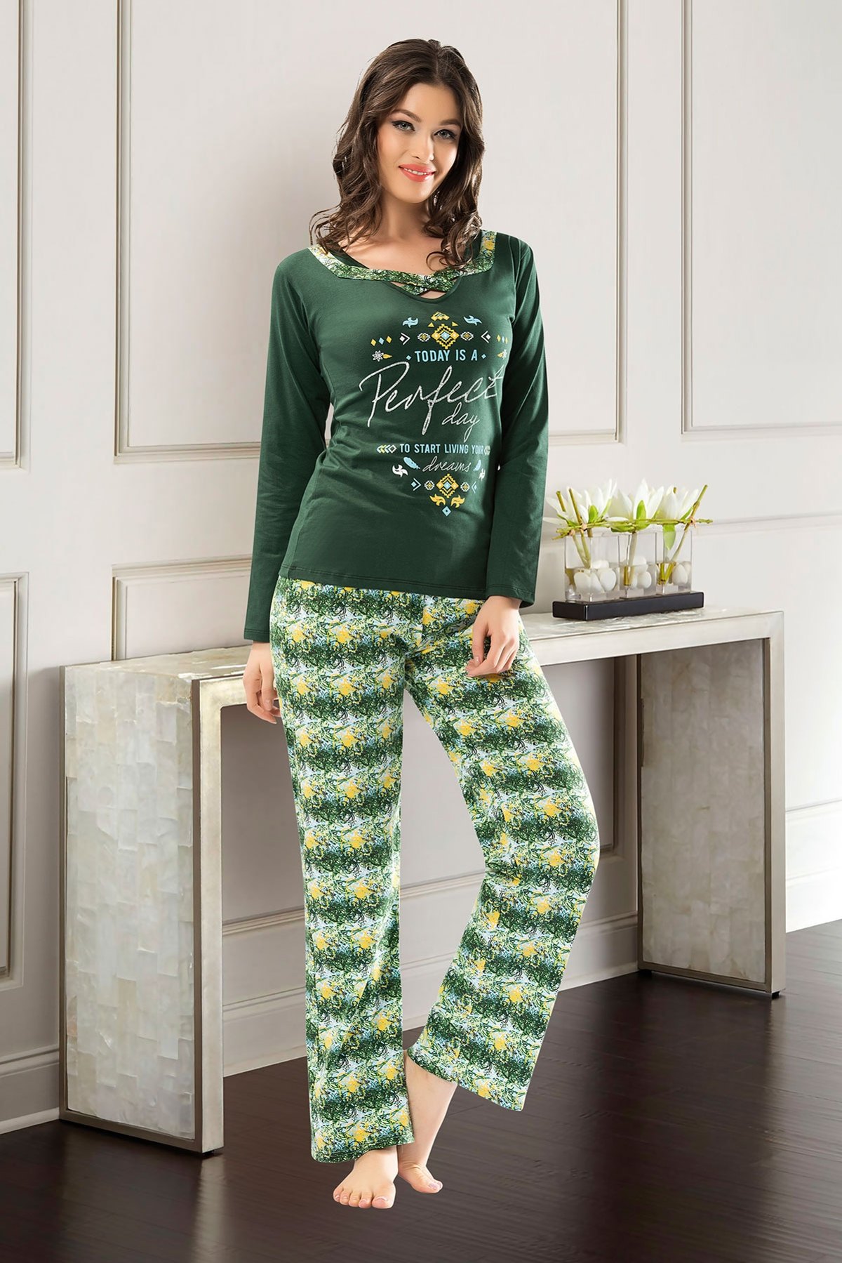 Derya Kurşun Yumuşak Pamuklu Kadın Pijama Takımı Derya Kurşun 857