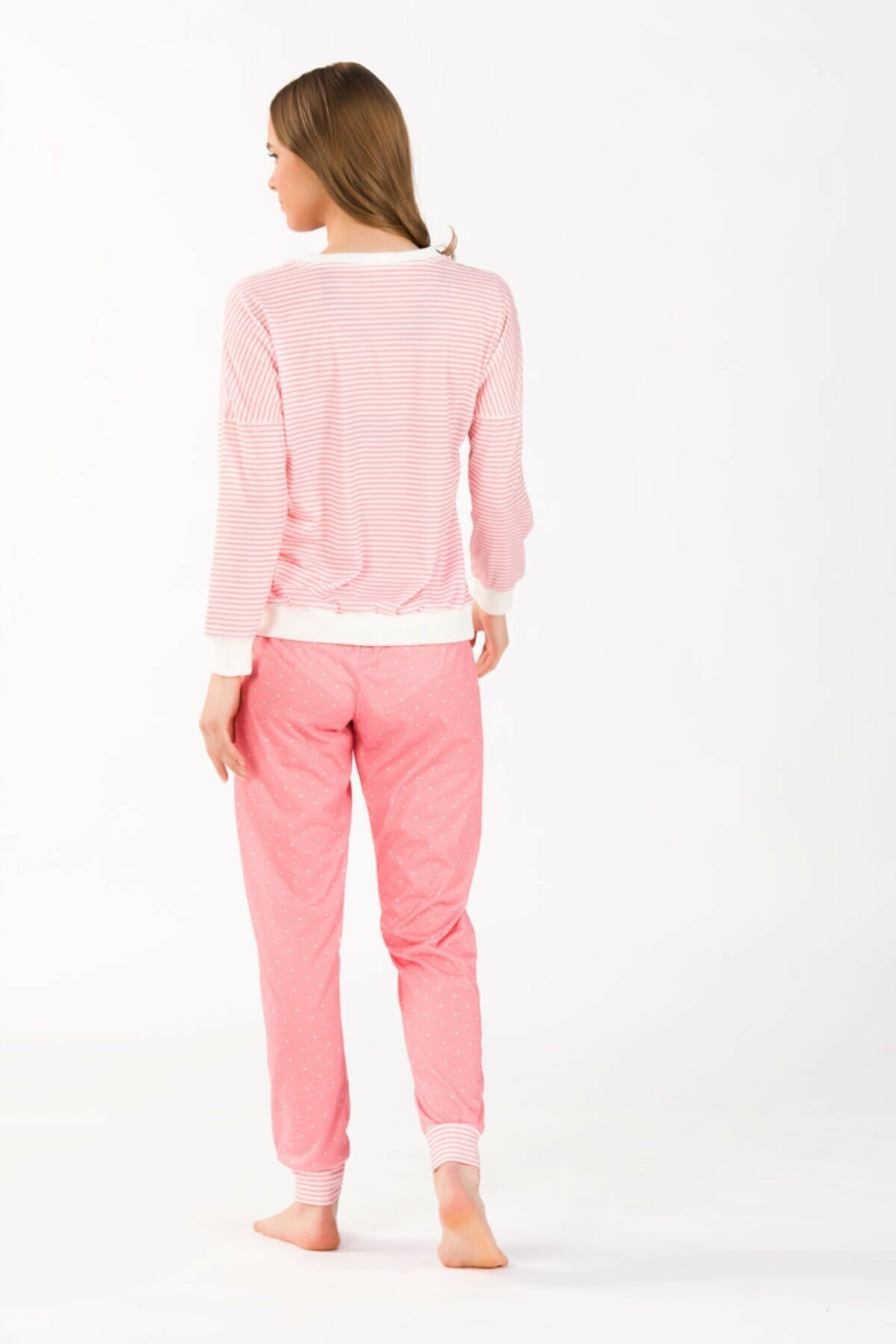 Yeni İnci Viskon Kol Ve Paça Lastikli Uzun Kol Kadın Pijama Takımı Yeni İnci 1731 - Görsel 4