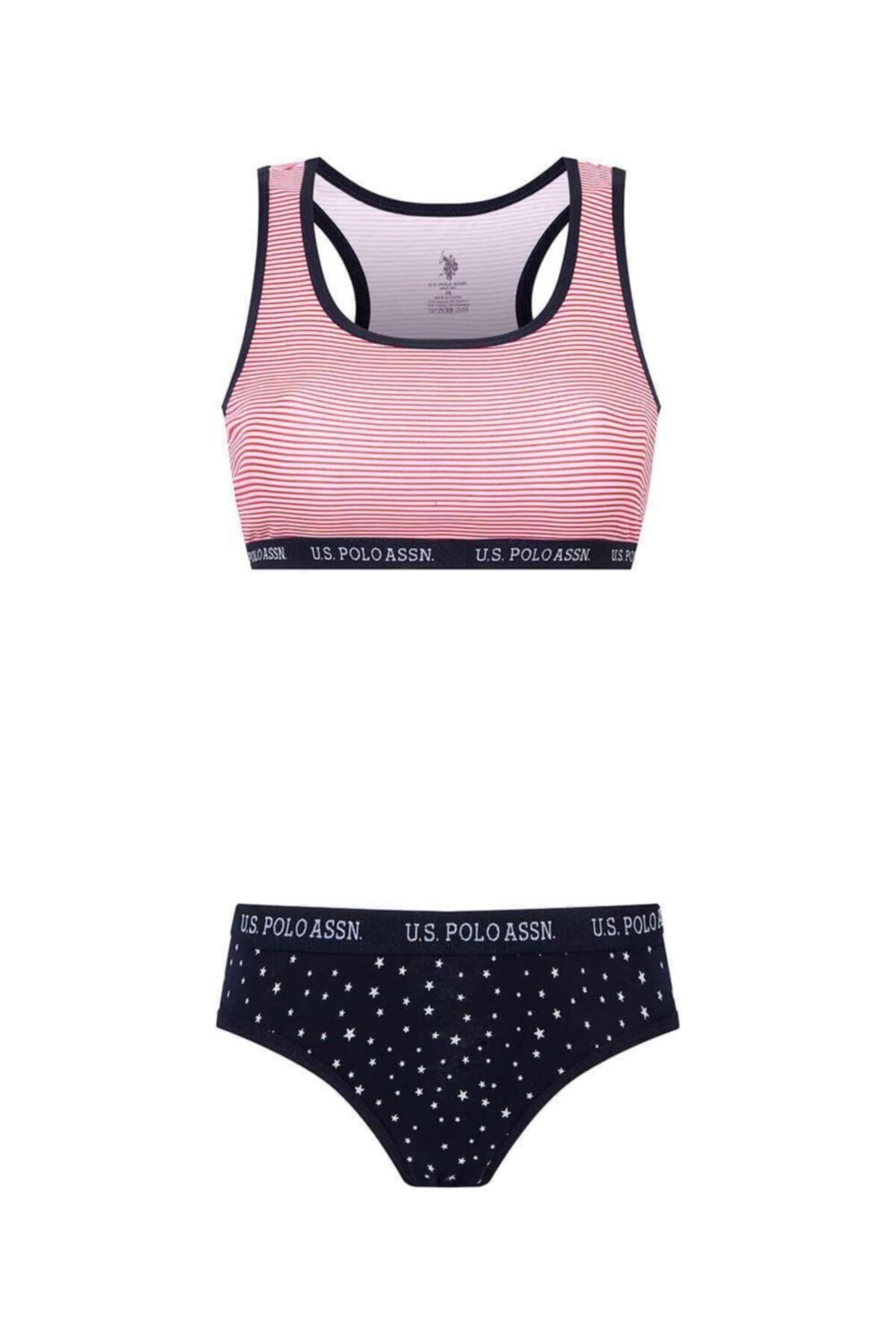 Pamuklu Balensiz Lacivert Büstiyer Slip Takım Us. Polo Assn. 66251 - Lacivert