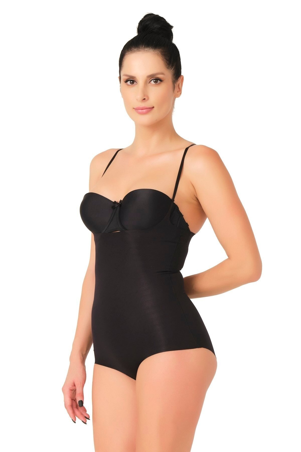 Lazer Kesim Göğsü Açık Slip Korse Polyamid Elastan Emay 2723 - Siyah