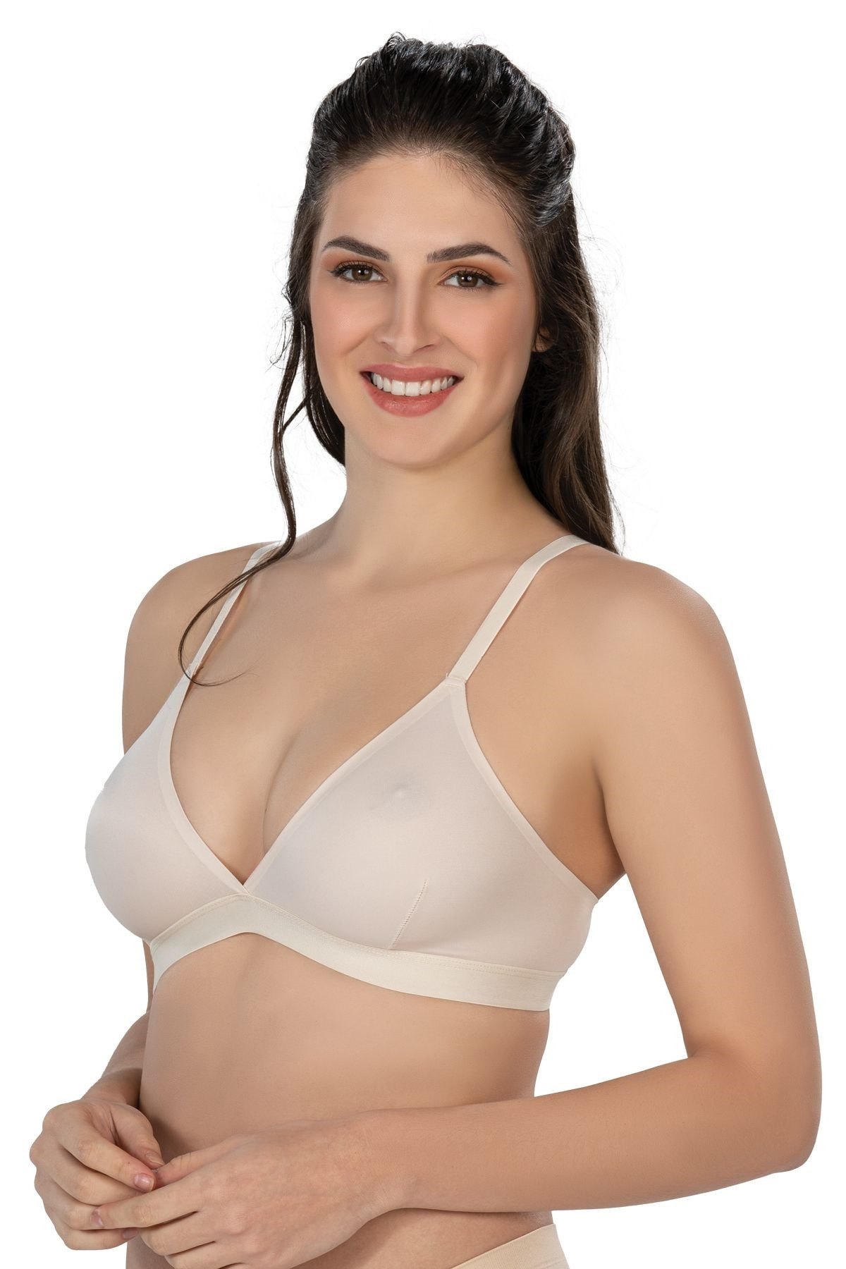 Dantel Detaylı Lazer Kesim Sütyen Emay 2809 - Ten