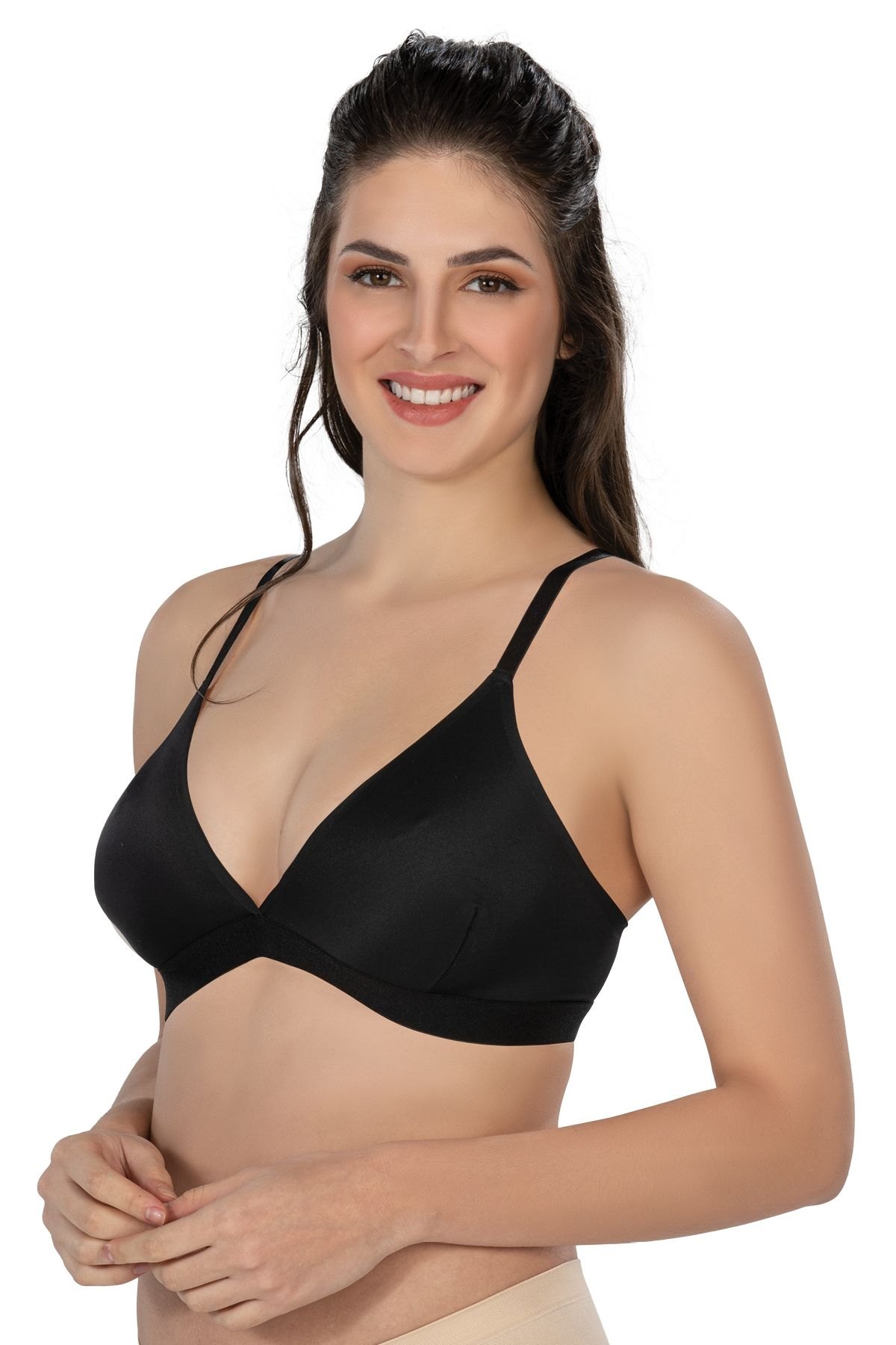 Dantel Detaylı Lazer Kesim Sütyen Emay 2809 - Siyah