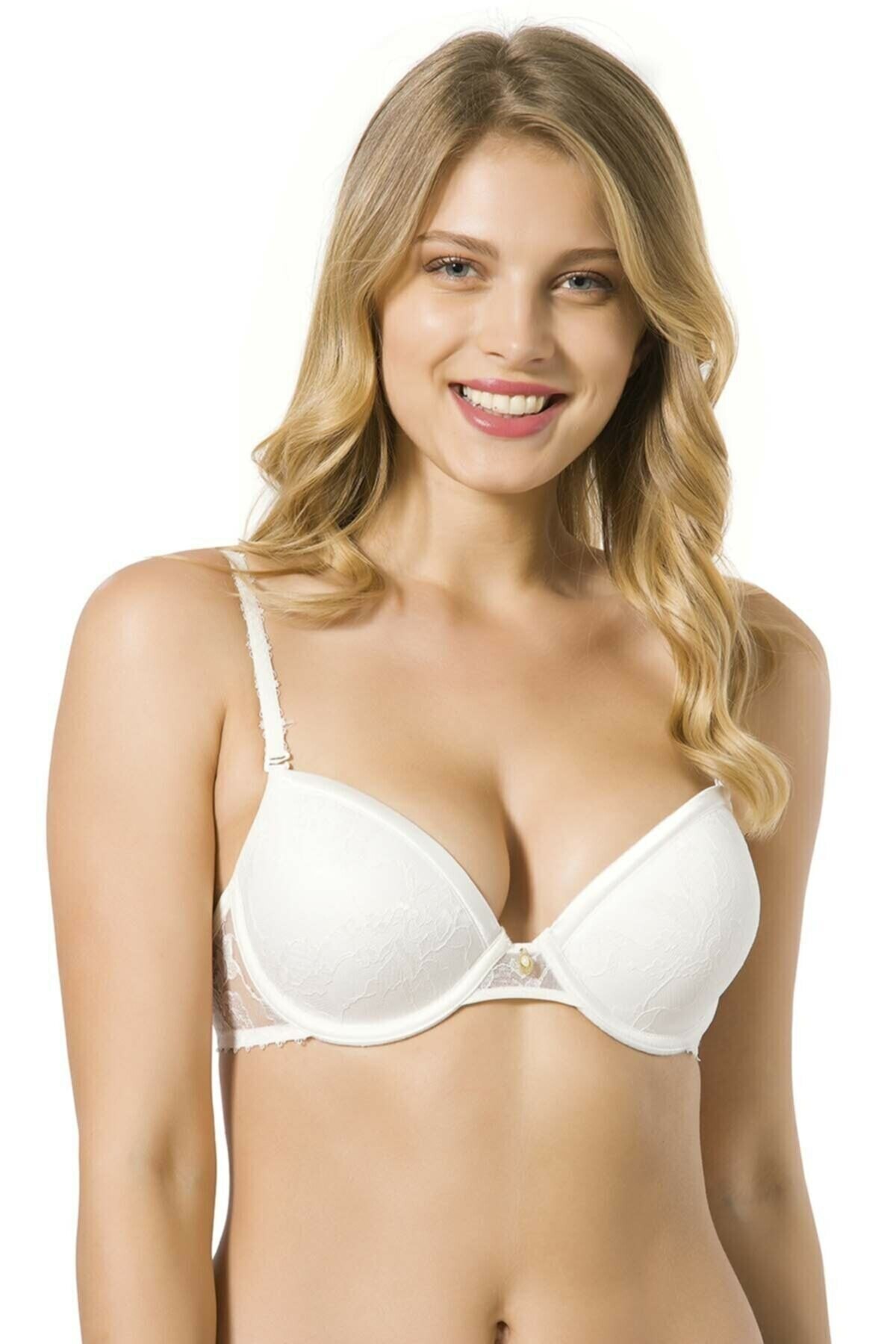Destekli Dantelli Yarım Kap Sütyen Le Jardin 7003 - Ekru