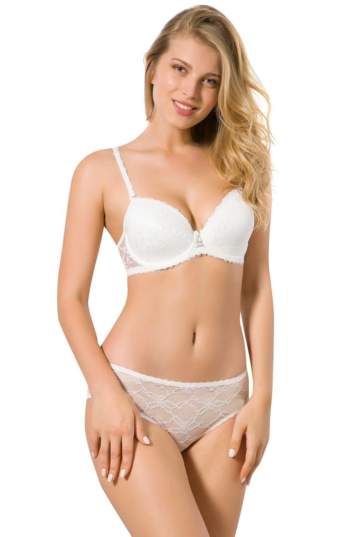 Dantel Kaplı Sütyen Takımı Le Jardin 6042 - Ekru