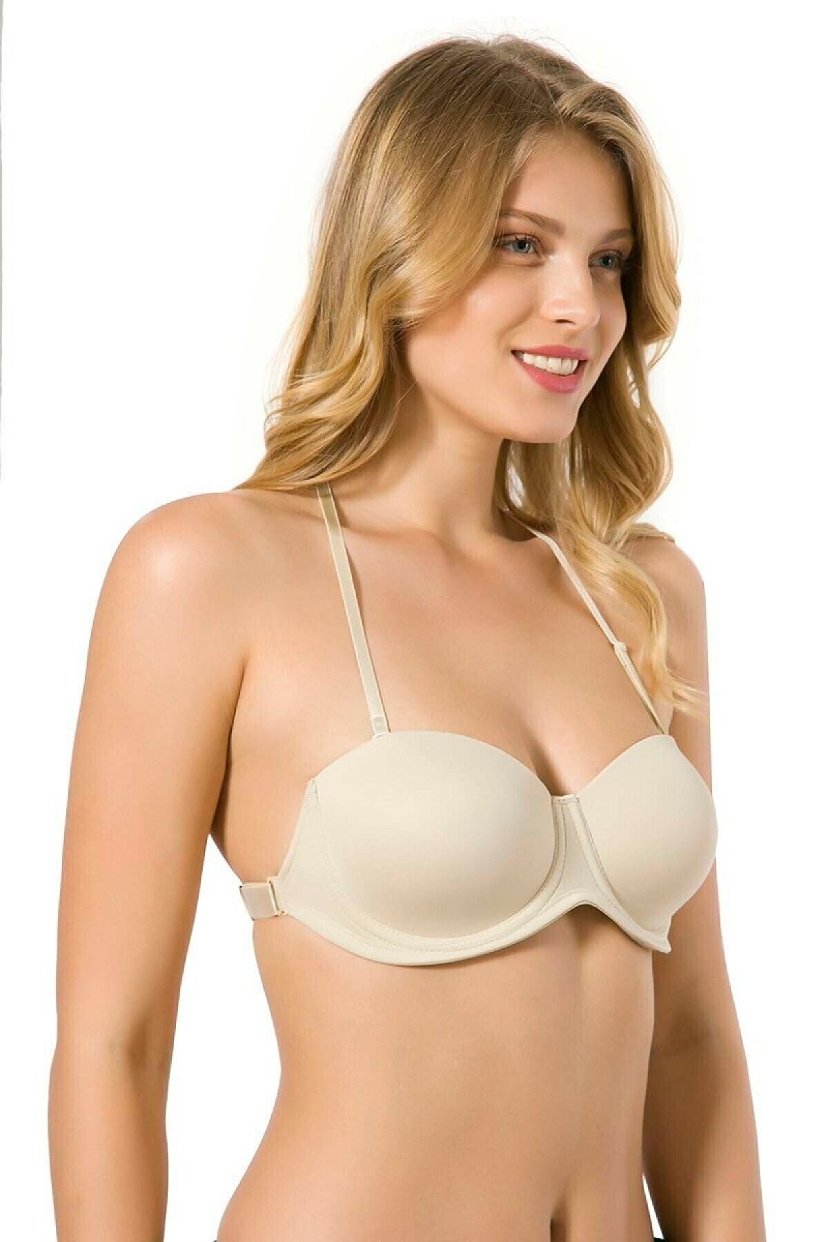 Sırtı Şeffaf Destekli Straplez Sütyen Le Jardin 7042 - Ten