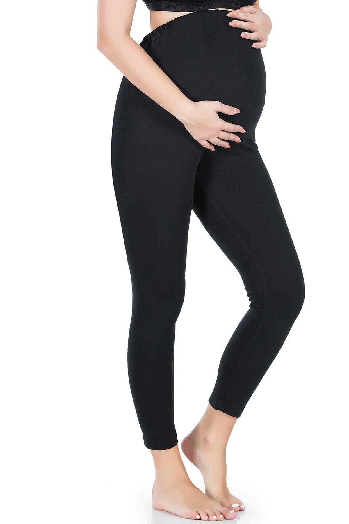 Geniş Karın Paneli Esnek Hamile Tayt Derya 0528 - Siyah