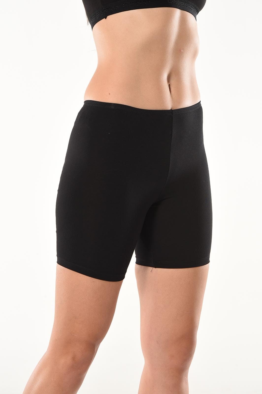 Yüksek Bel Likralı Kısa Kadın Şort Tayt Derya 494 - Siyah