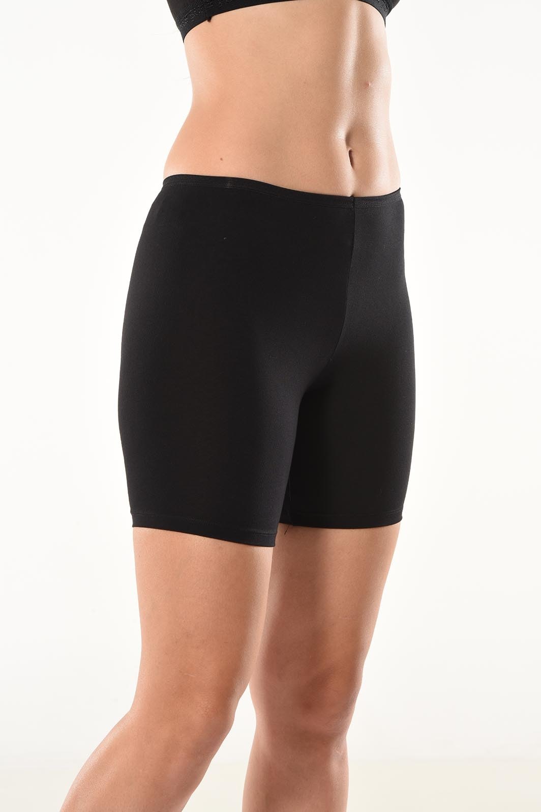 Yüksek Bel Likralı Kısa Kadın Şort Tayt Derya 494 - Siyah