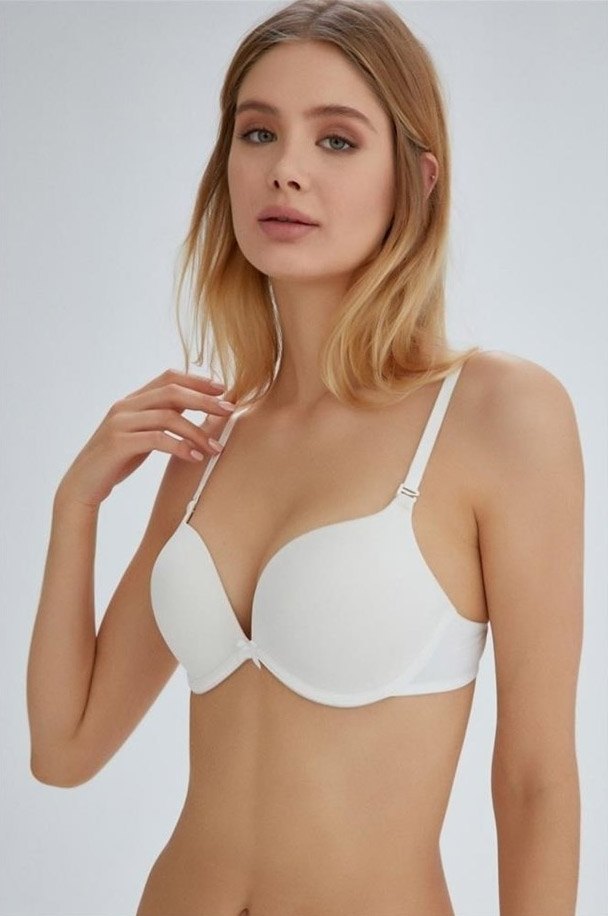 Kulaklı Push-Up Sütyen Siyah Destekli Eros 130 - Ekru