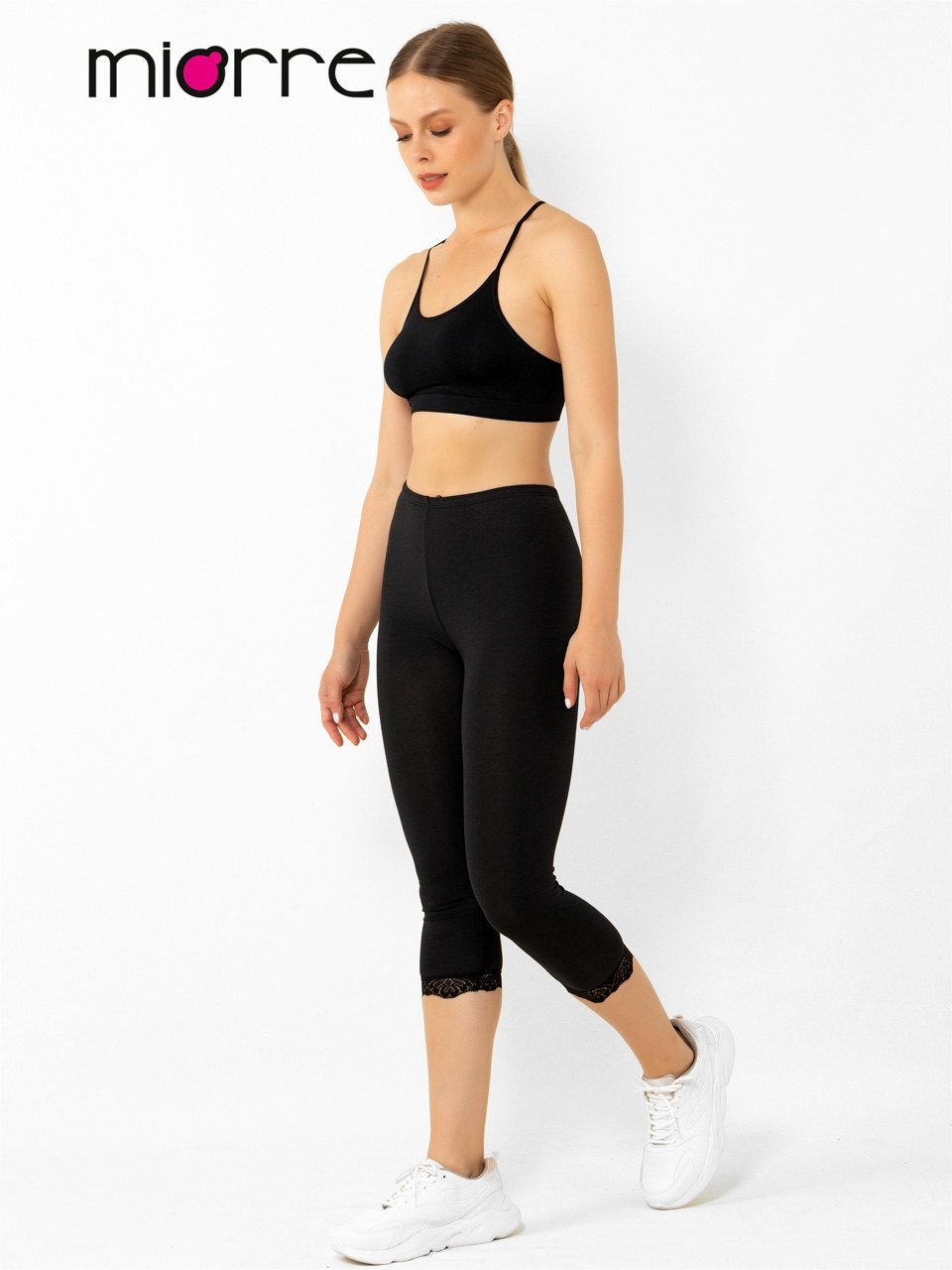 Miorre Modal Dantelli Kapri Tayt - Siyah