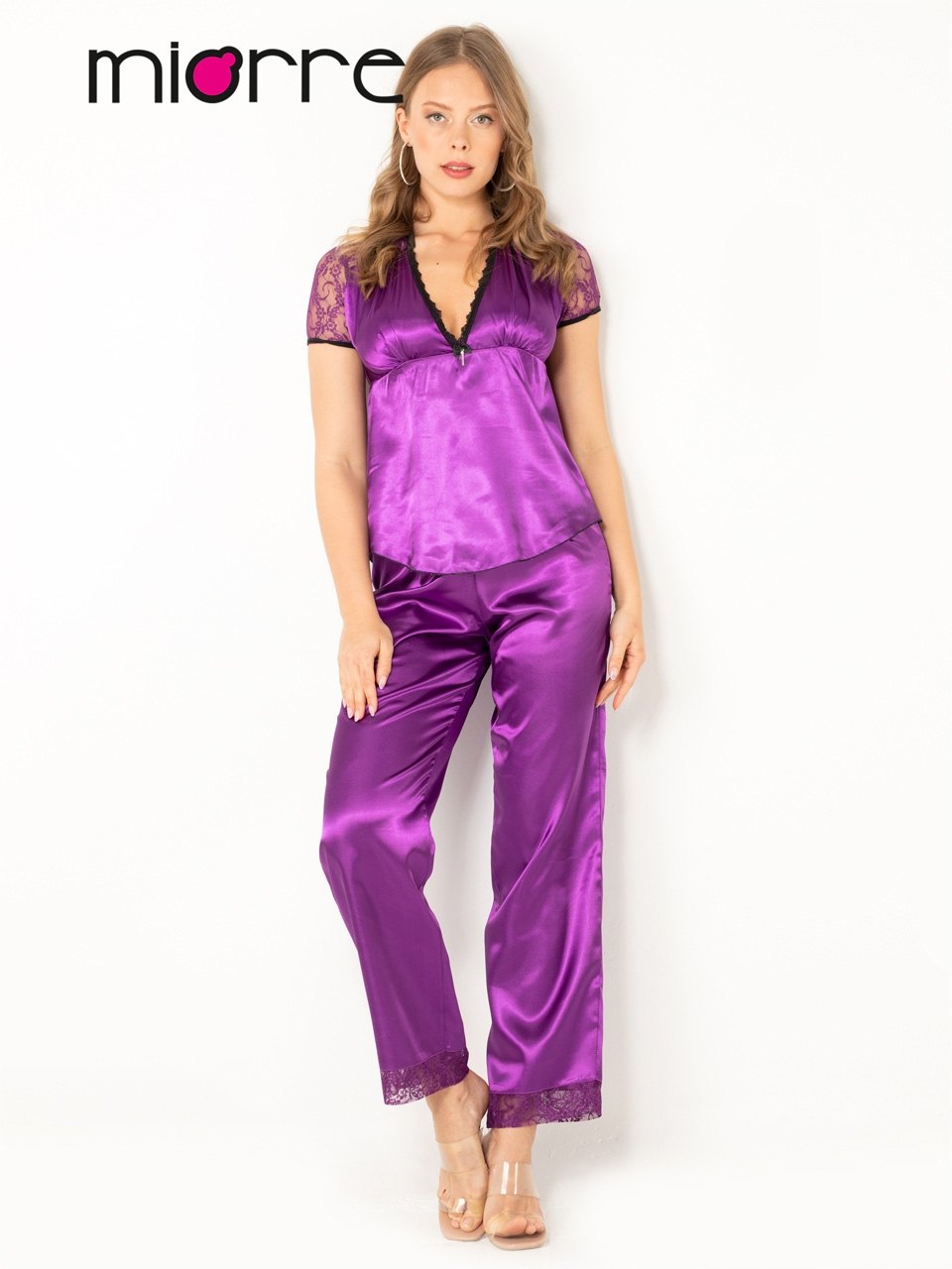 Miorre Saten Pijama Takım Bayan 18524 - Mor