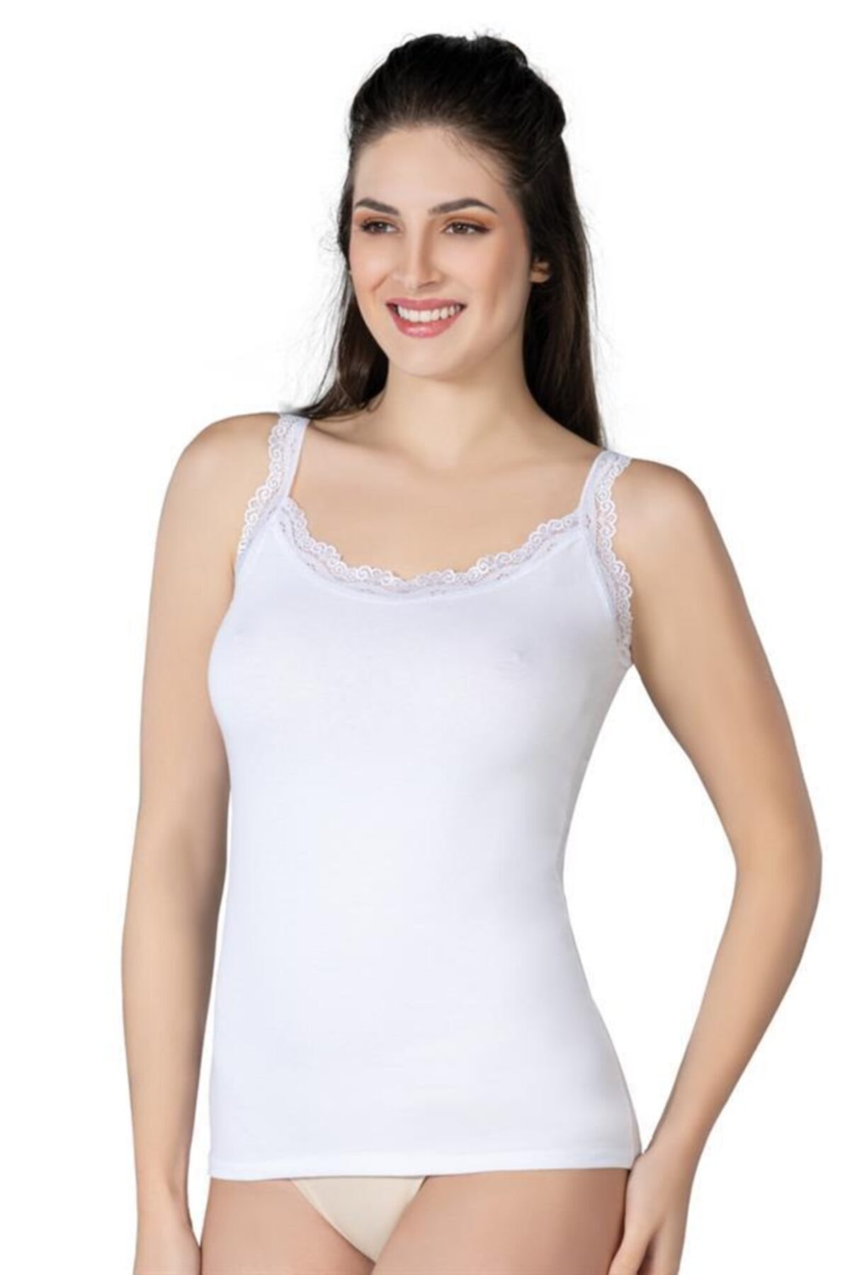 Yüksek Pamuklu Nefes Alan Atlet Beyaz Emay 1411 - Beyaz