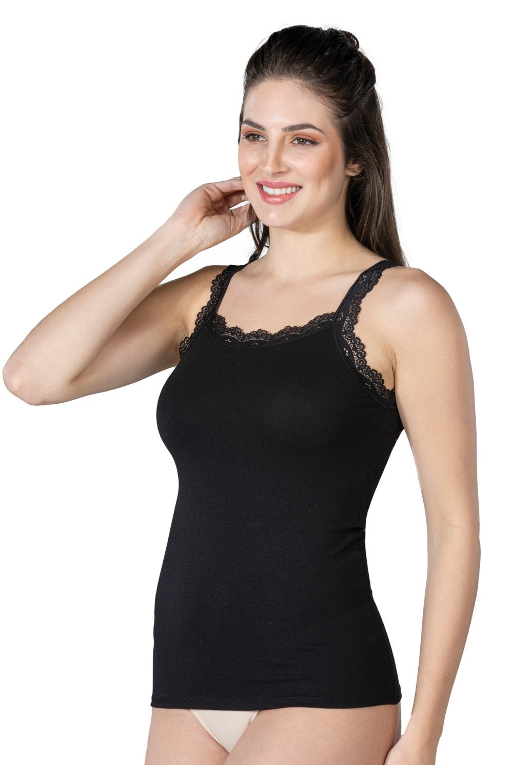 Yüksek Pamuklu Nefes Alan Atlet Beyaz Emay 1411 - Siyah