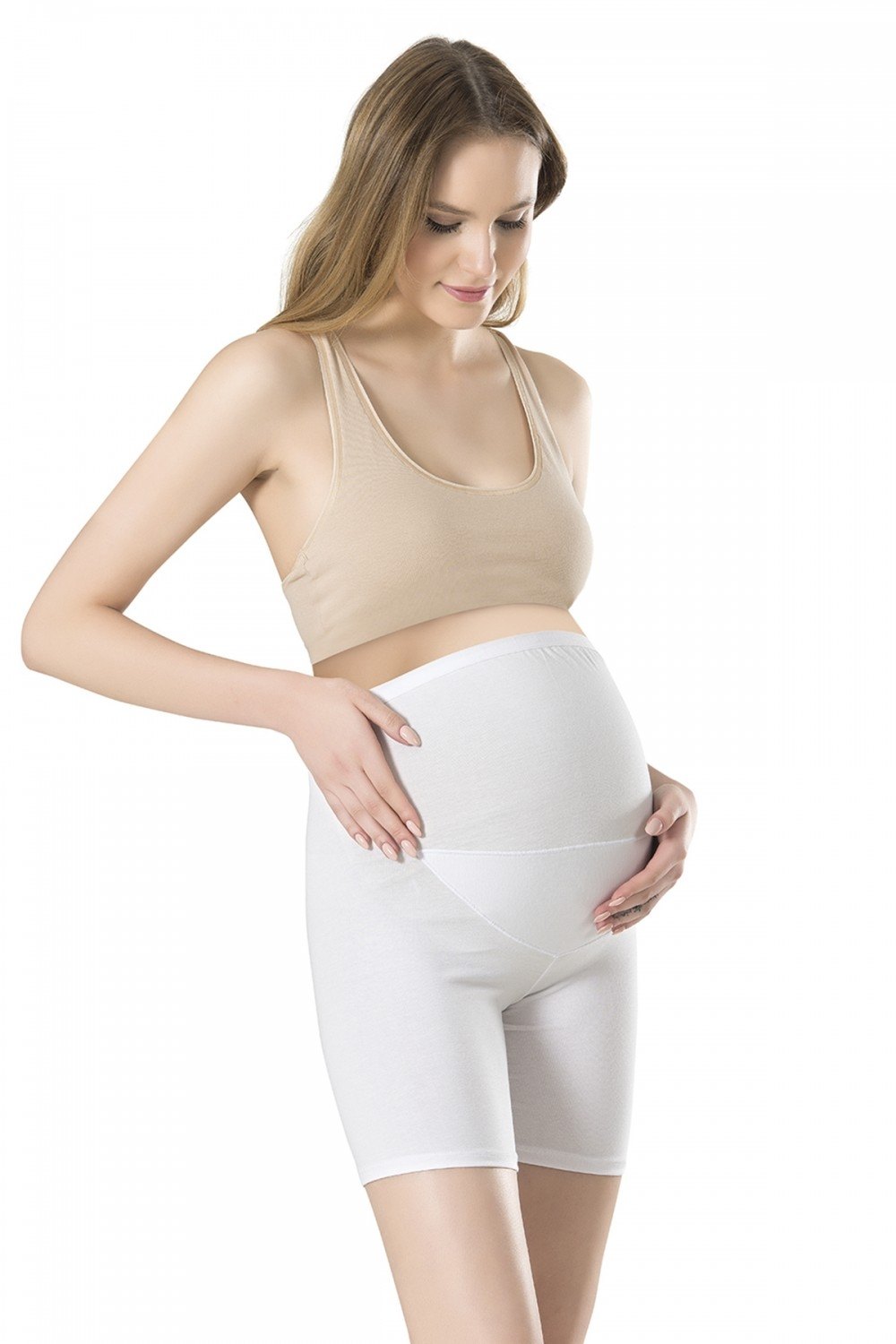 Geniş Karın Paneli Dikişli Hamile Tayt Fabony 1110 - Beyaz