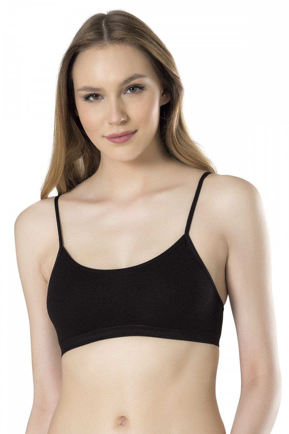 Modal Dantel Detaylı Balensiz İp Askılı Büstiyer Fabony 1000 - Siyah