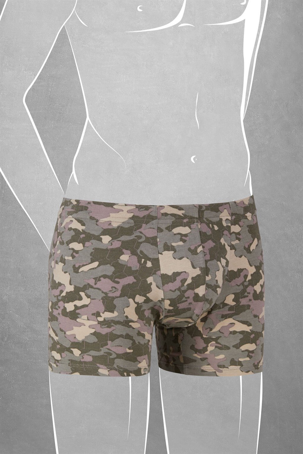 Modal Pamuklu Kamuflaj Desenli Normal Paça Boxer Doreanse 612 - Kamuflaj