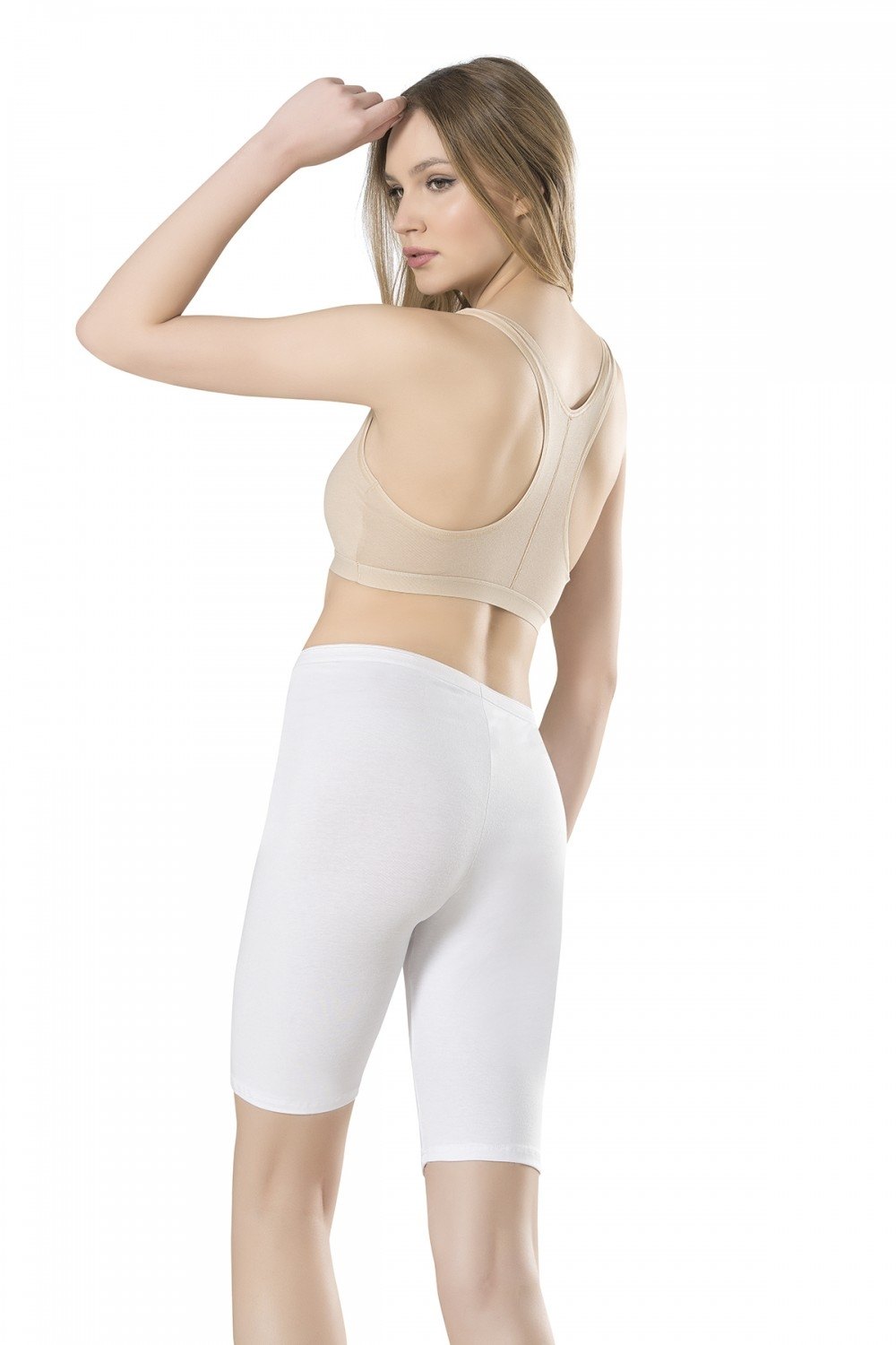 Yüksek Bel Esnek Modal Kısa Tayt Fabony 1050 - Beyaz