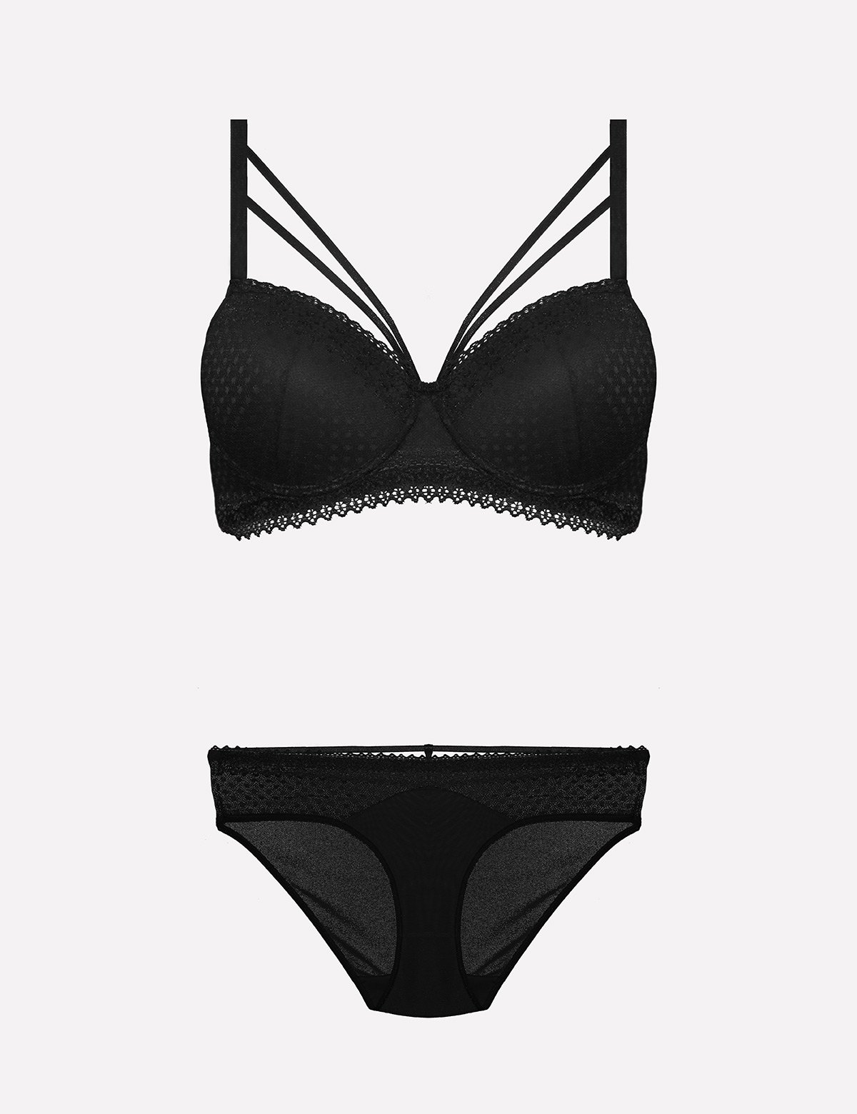 Desteksiz Sütyen Külot Takımı Siyah Mor Ekru Bordo Nurteks 4310 - Siyah