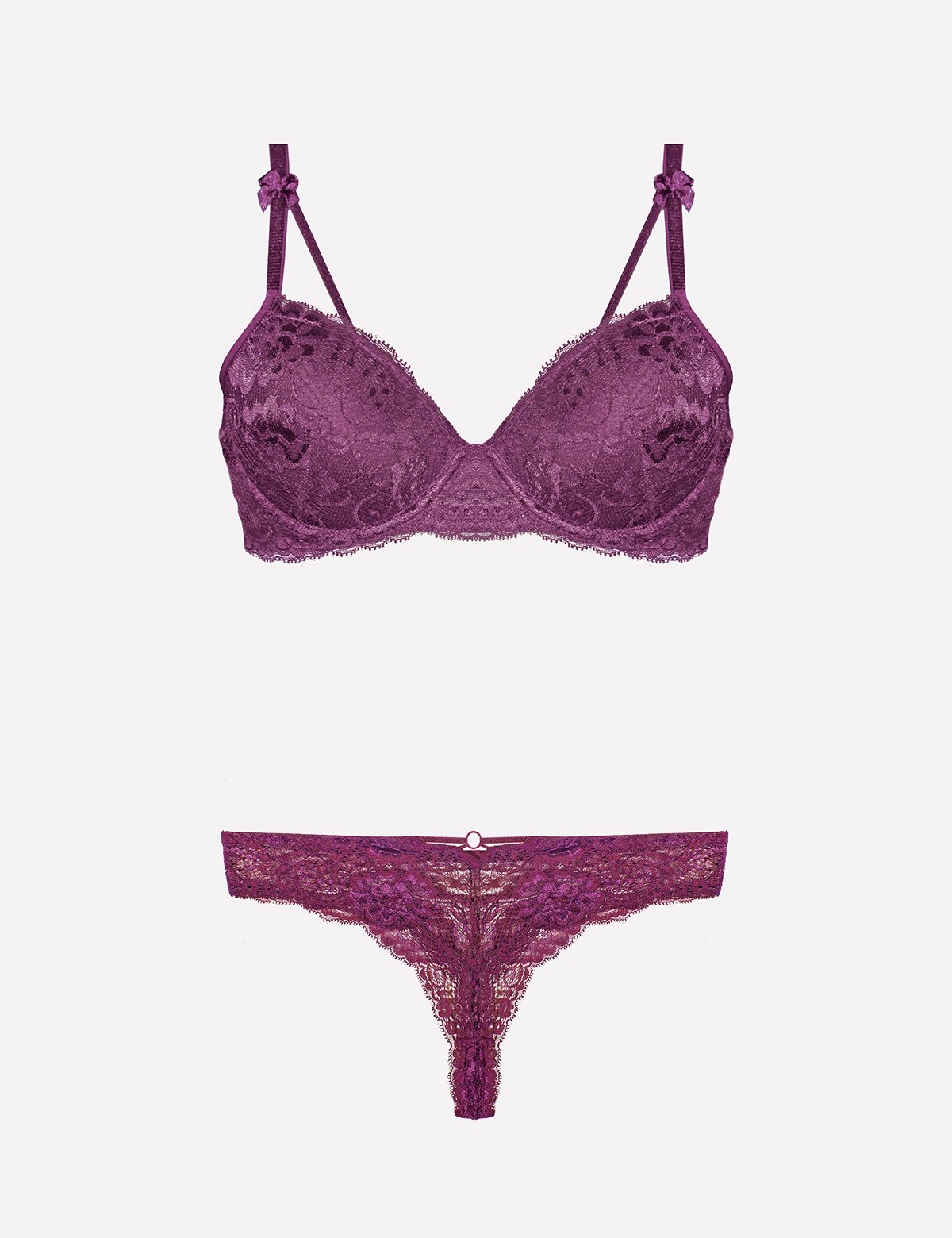 Destekli Sütyen Bikini Külot Takım Lacivert Nurteks 4430 - Mor