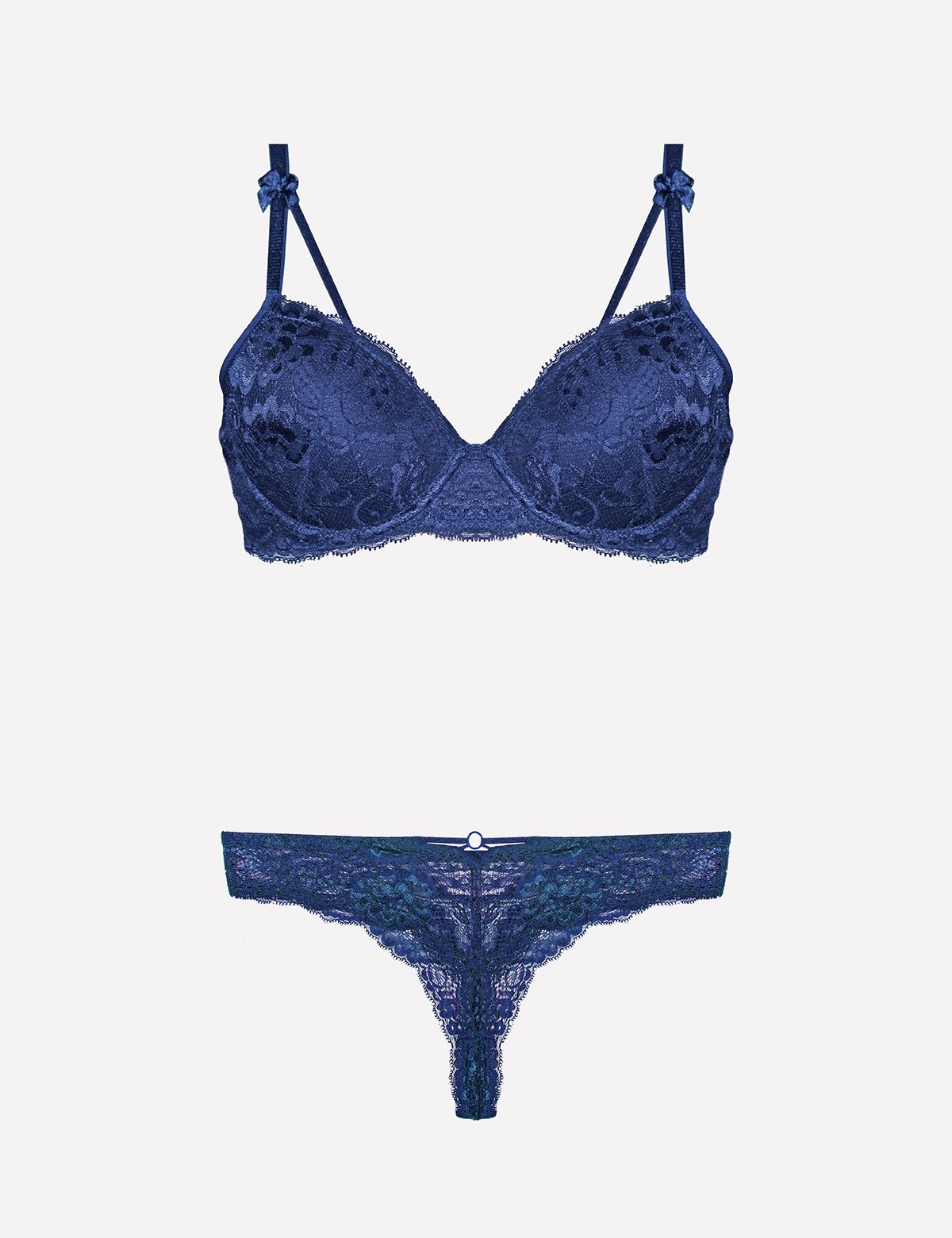 Destekli Sütyen Bikini Külot Takım Lacivert Nurteks 4430 - Lacivert