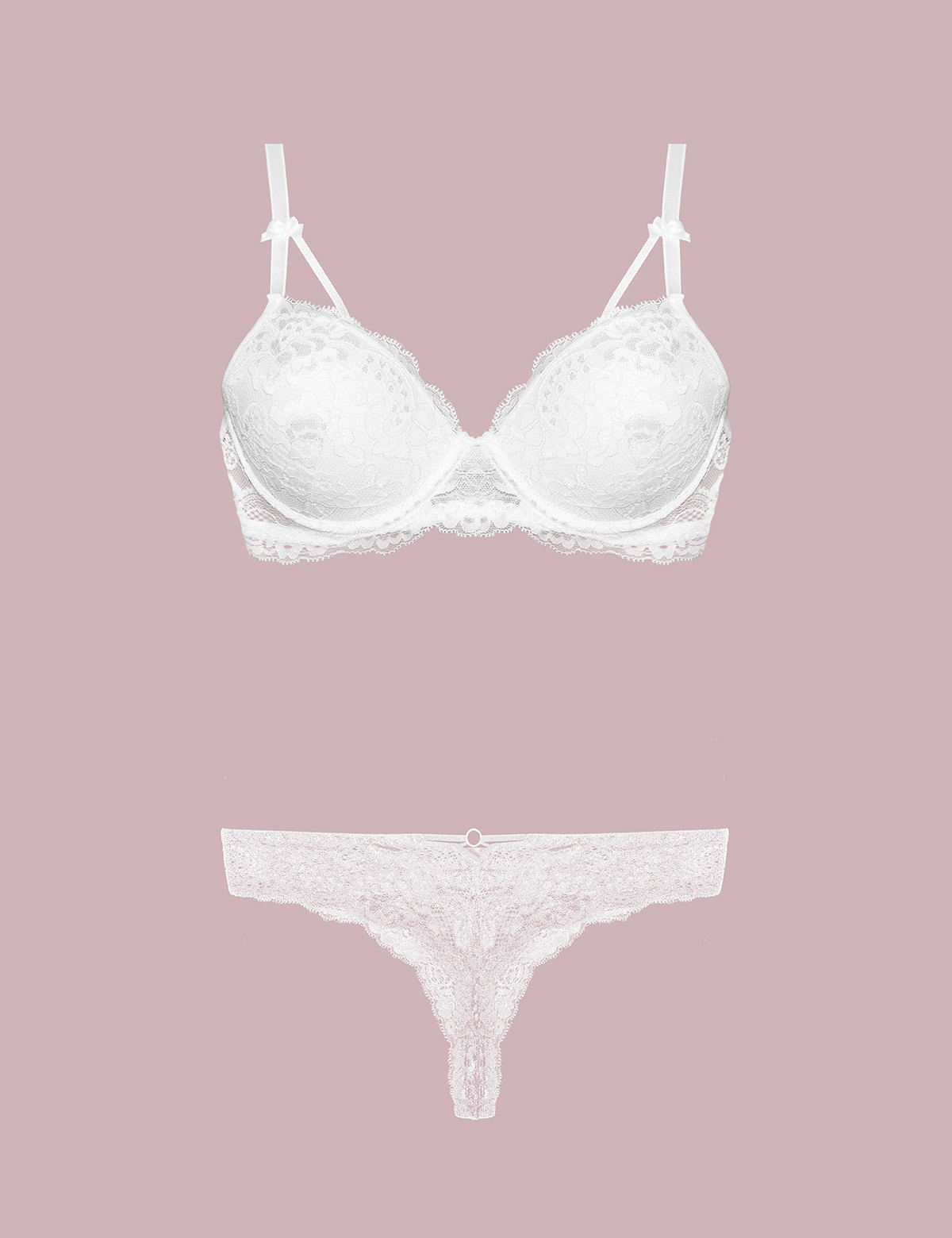 Destekli Sütyen Bikini Külot Takım Lacivert Nurteks 4430 - Ekru