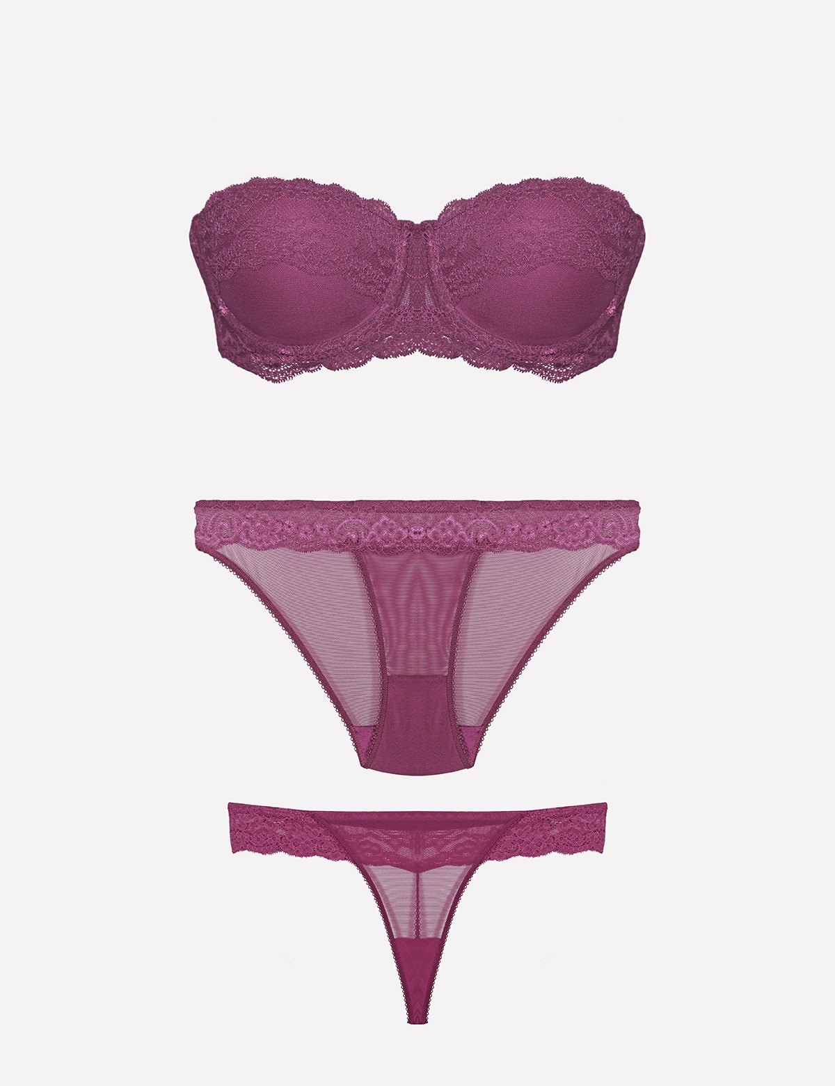 Nurteks Dantel Detaylı Straplez Sütyen Takım Nurteks 4532 - Görsel 3