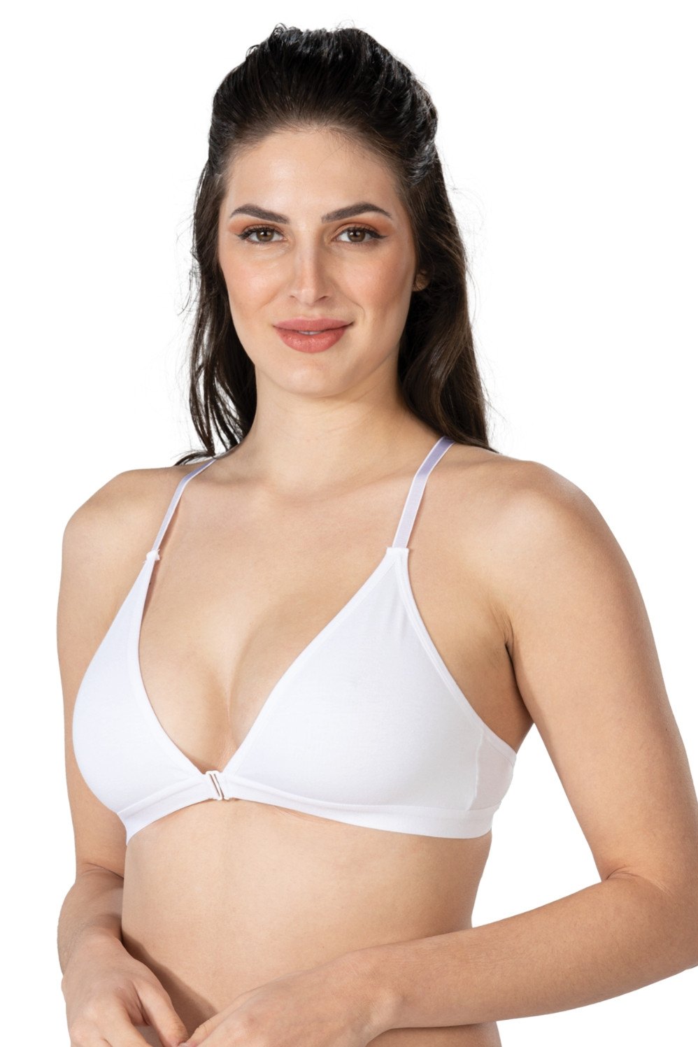 Hafif Kompresyonlu Önden Açmalı Sporcu Sütyen Emay 1416 - Beyaz
