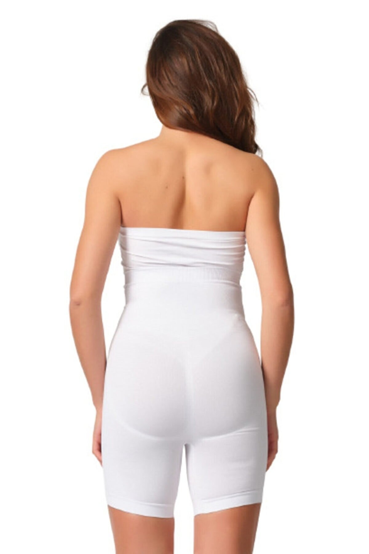 Dikişsiz Yüksek Bel Boxer Korse Emay 2087 - Beyaz
