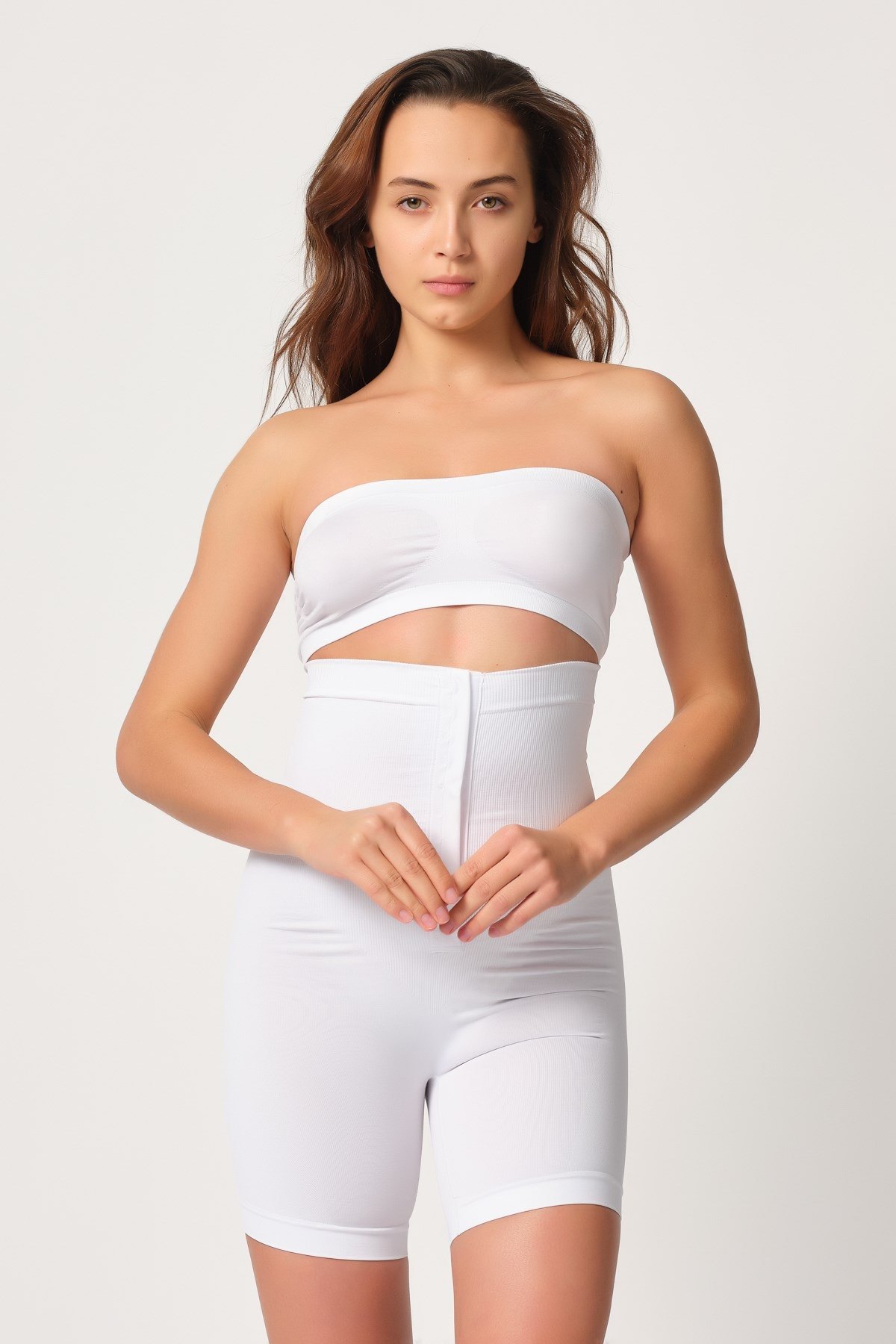 Dikişsiz Yüksek Bel Boxer Korse Emay 2087 - Beyaz
