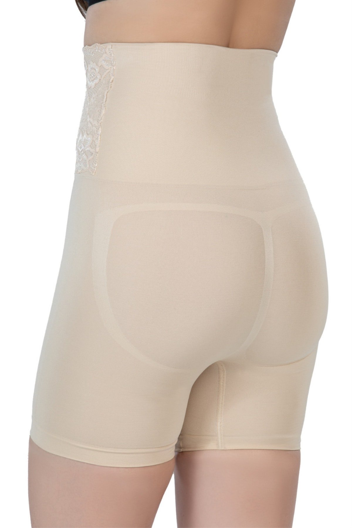 Dantelli Yüksek Bel Boxer Korse Emay 2091 - Ten