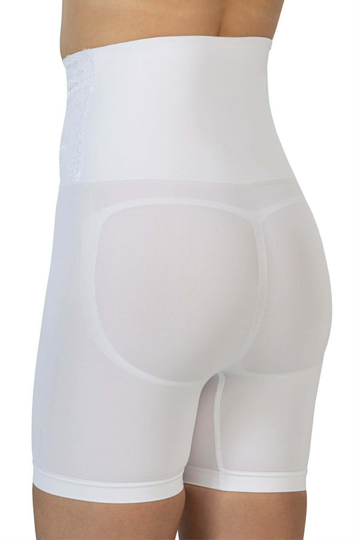 Dantelli Yüksek Bel Boxer Korse Emay 2091 - Beyaz